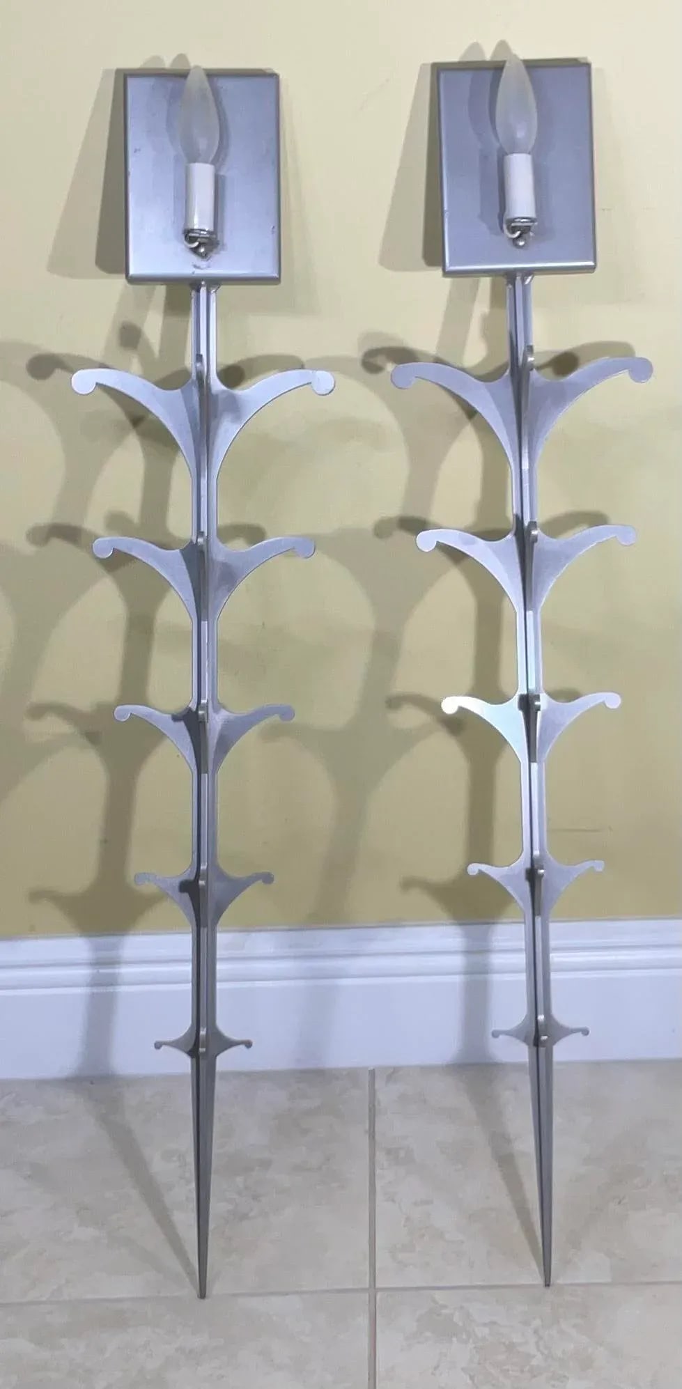 Pair of Midcentury Steel Wall Scones - 2