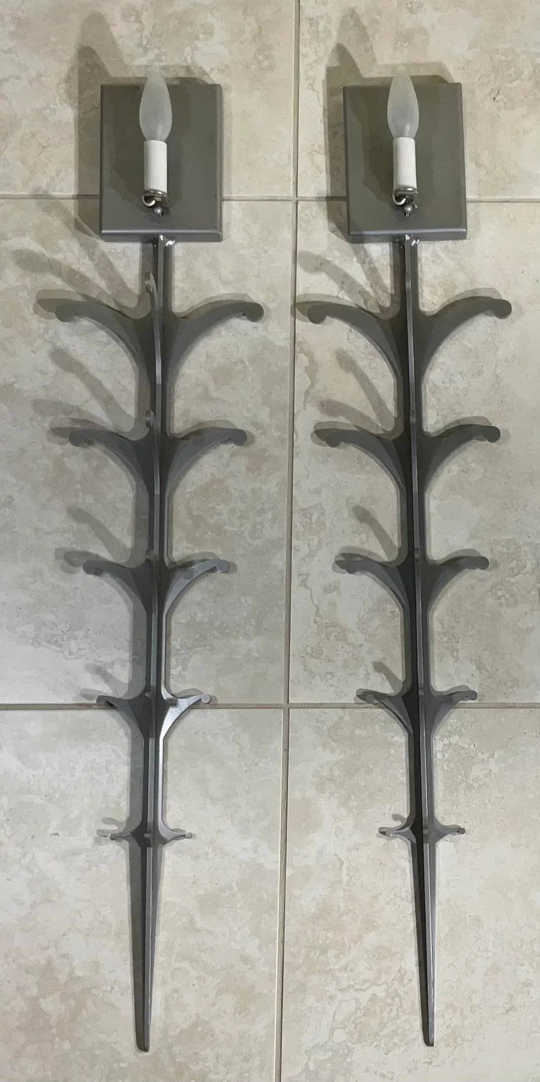 Pair of Midcentury Steel Wall Scones - 7