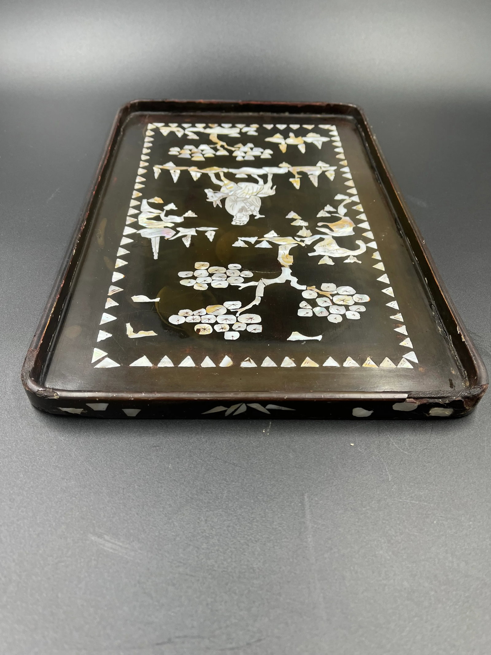 Late 19th Century Chinoiserie Mother of Pearl Inlaid Tray - 5