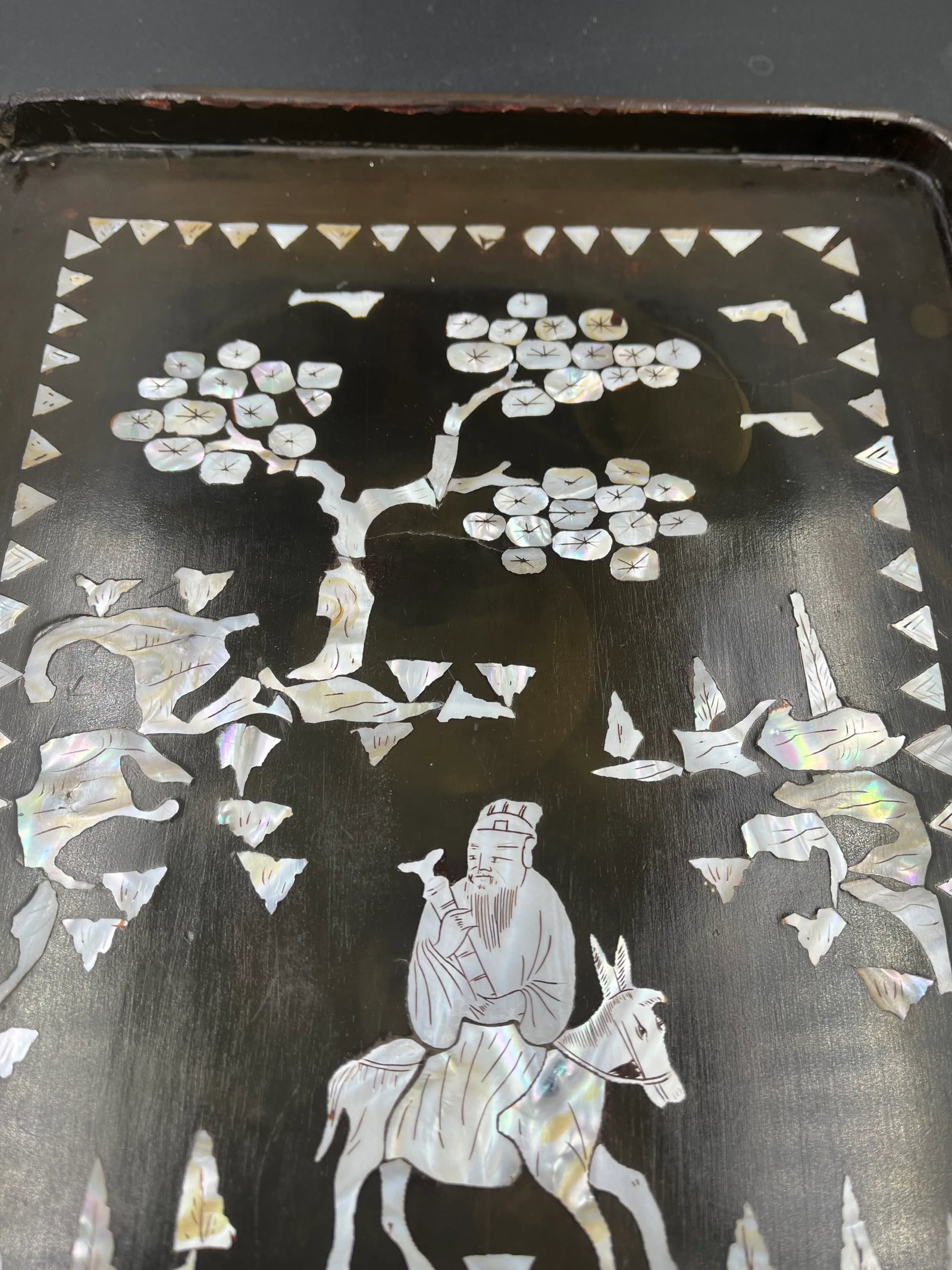 Late 19th Century Chinoiserie Mother of Pearl Inlaid Tray - 8