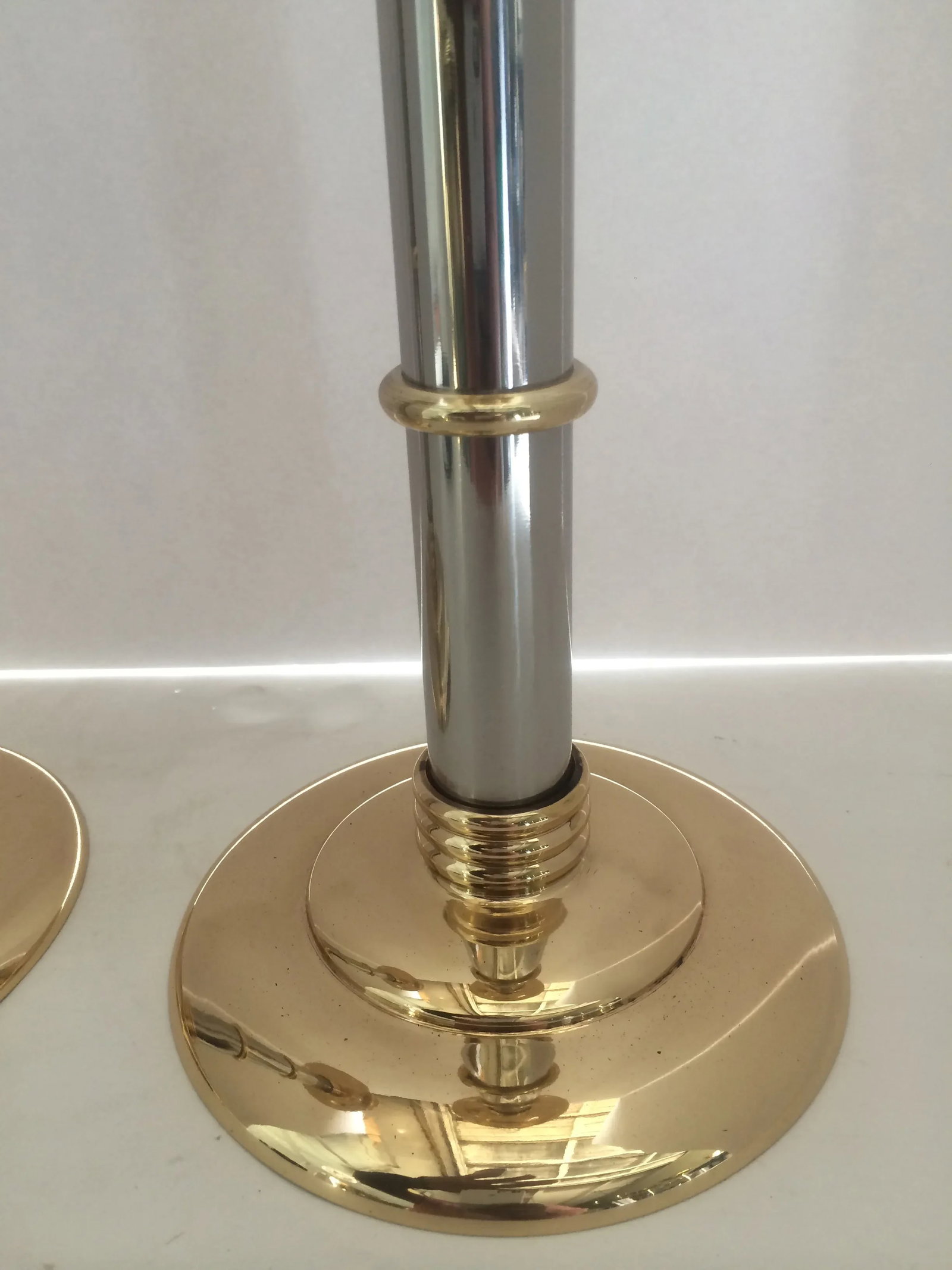 Stainless Steel & Brass Candle Holders - A Pair - 4