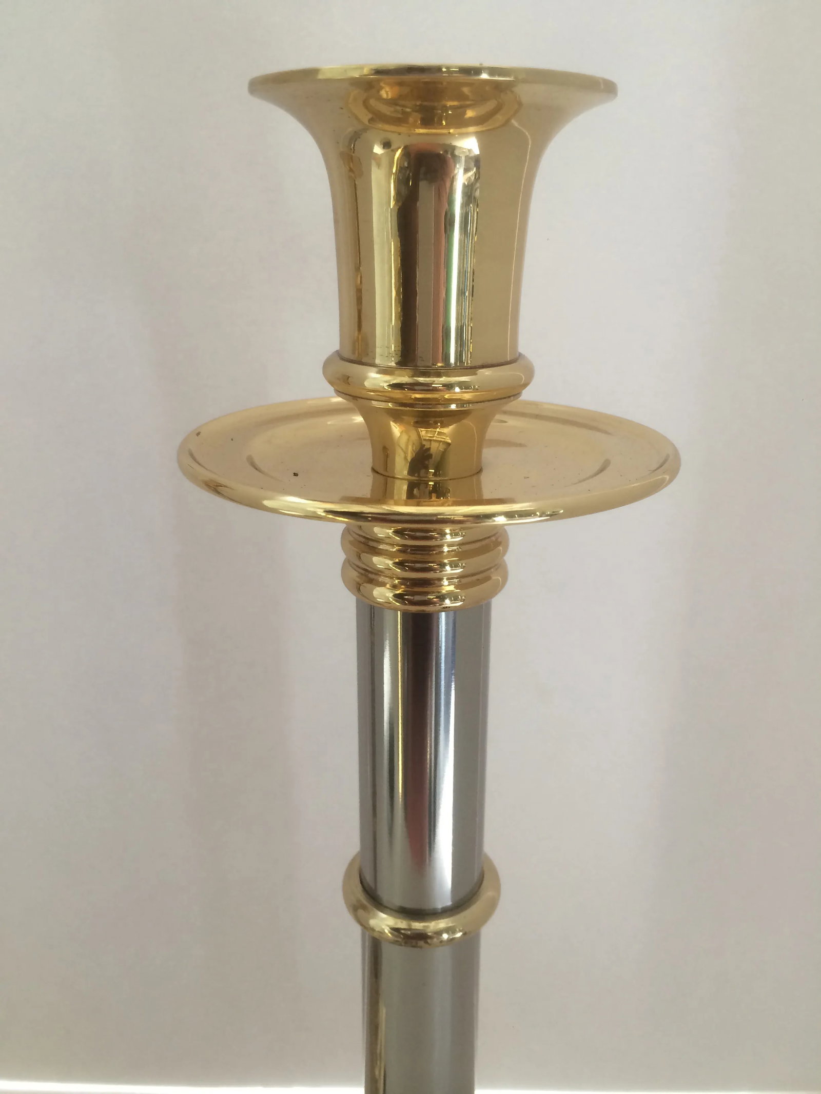 Stainless Steel & Brass Candle Holders - A Pair - 5