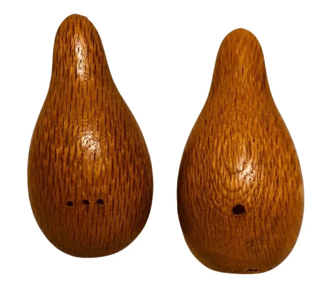 50's Vintage Hand Carved Jacob Hermann Insp Wooden Kiwi Bird Salt & Pepper Shaker Set - 6