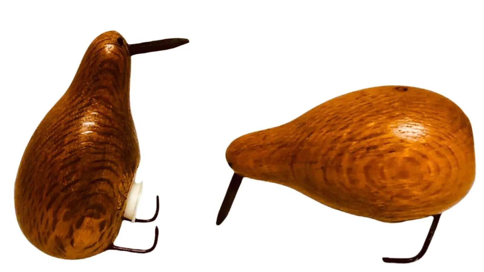 50's Vintage Hand Carved Jacob Hermann Insp Wooden Kiwi Bird Salt & Pepper Shaker Set - 7