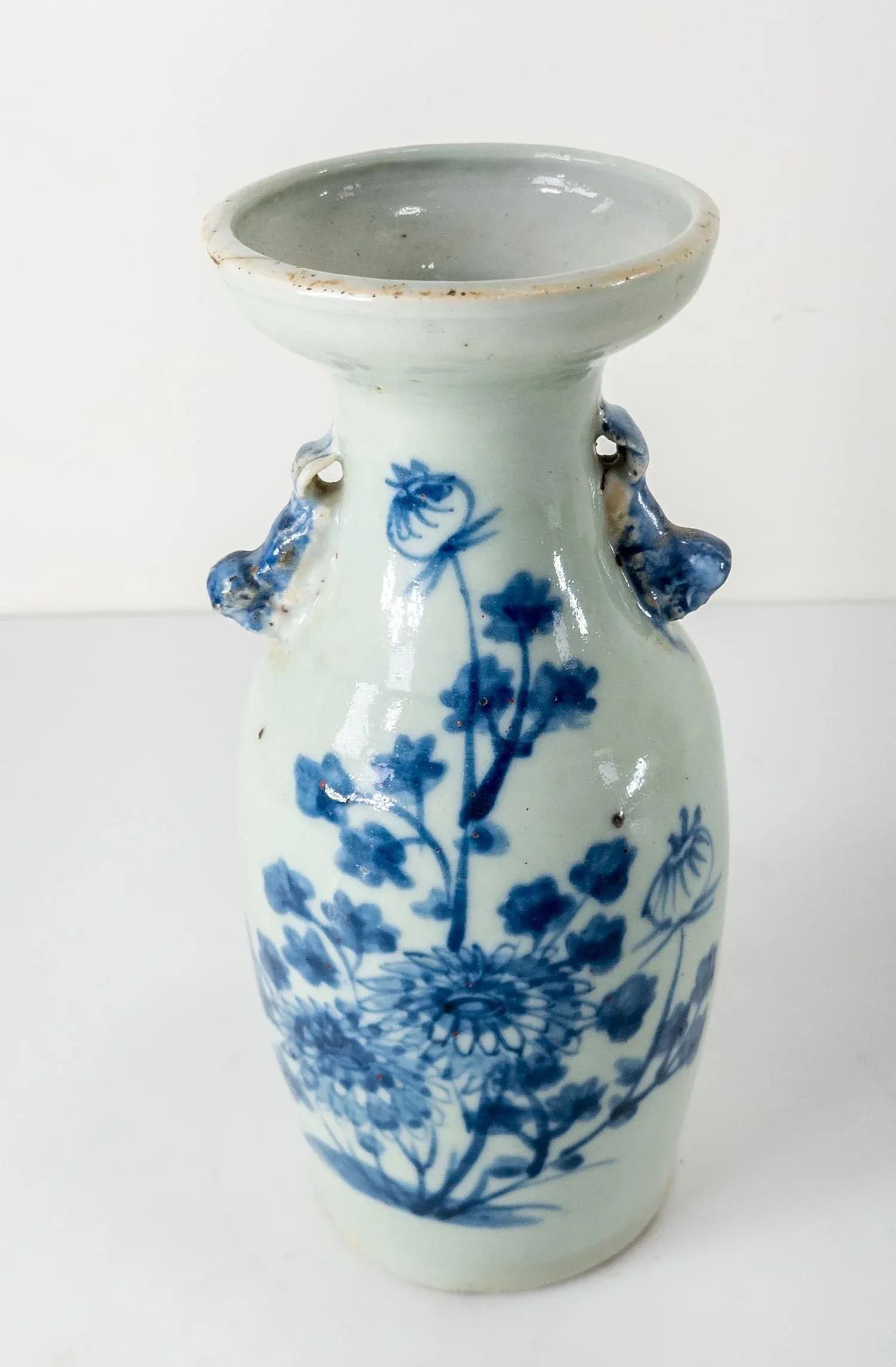 Early 20th Century Chinese Pale Celadon and Underglaze Blue Vase - 12