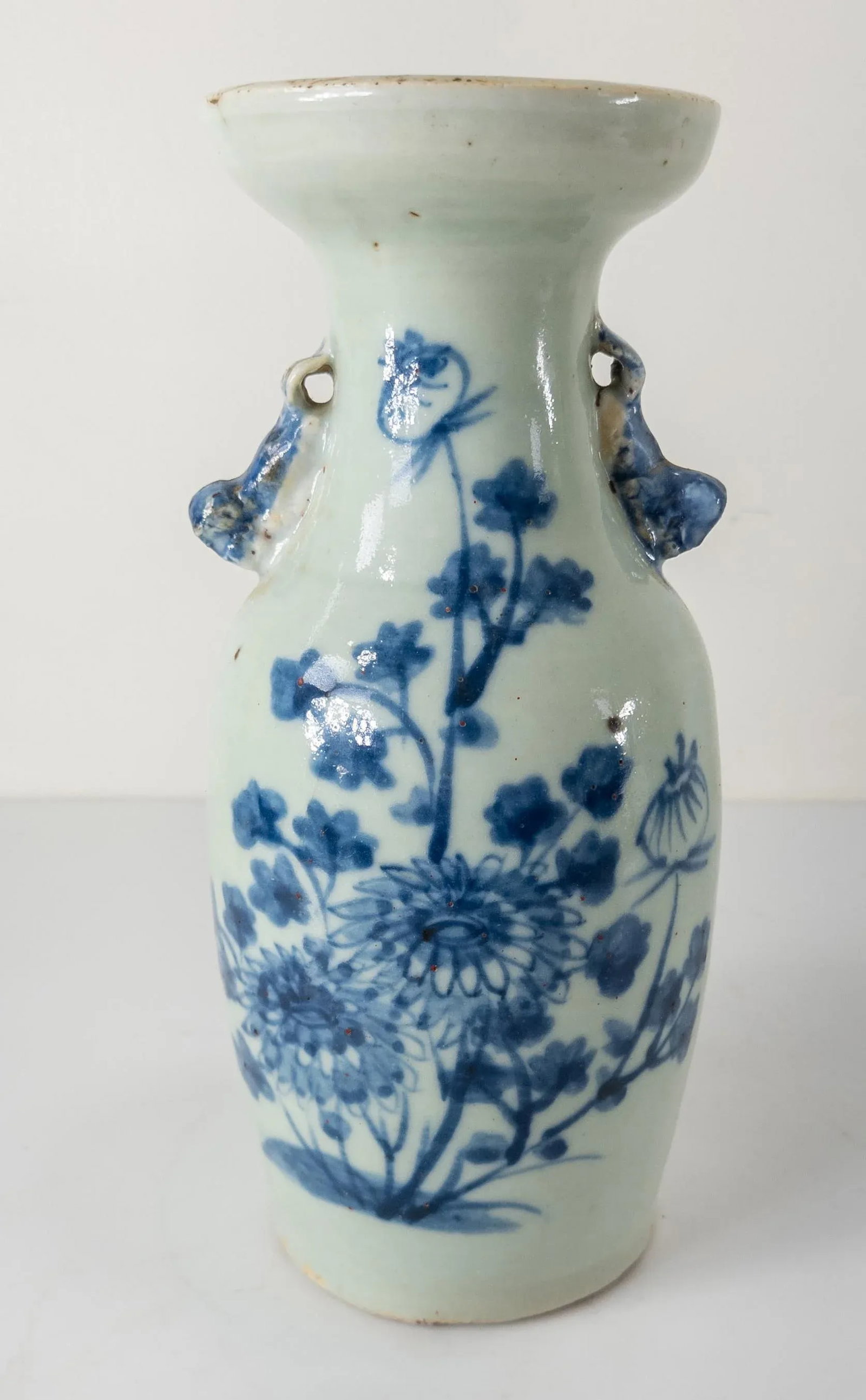 Early 20th Century Chinese Pale Celadon and Underglaze Blue Vase - 2