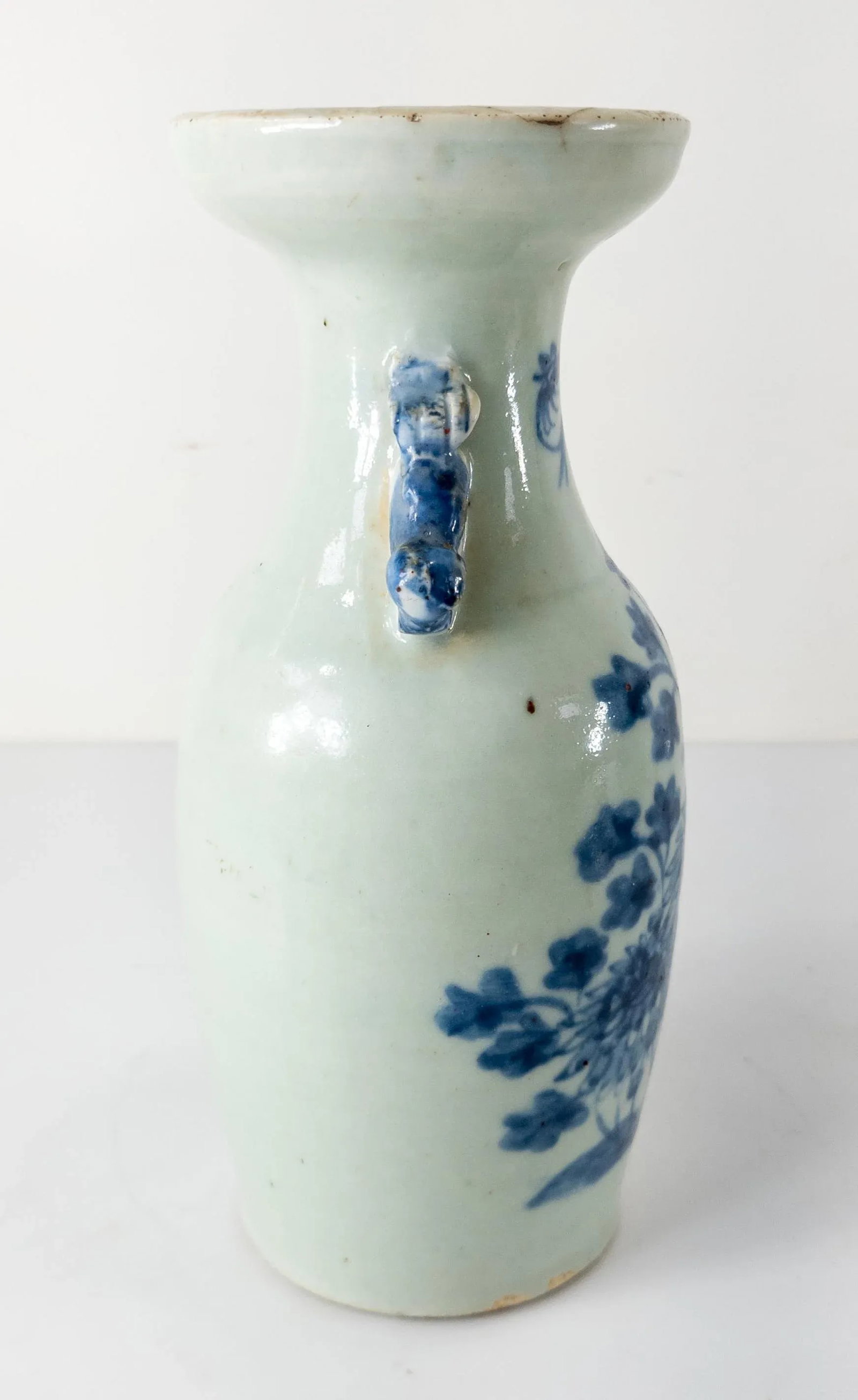 Early 20th Century Chinese Pale Celadon and Underglaze Blue Vase - 3