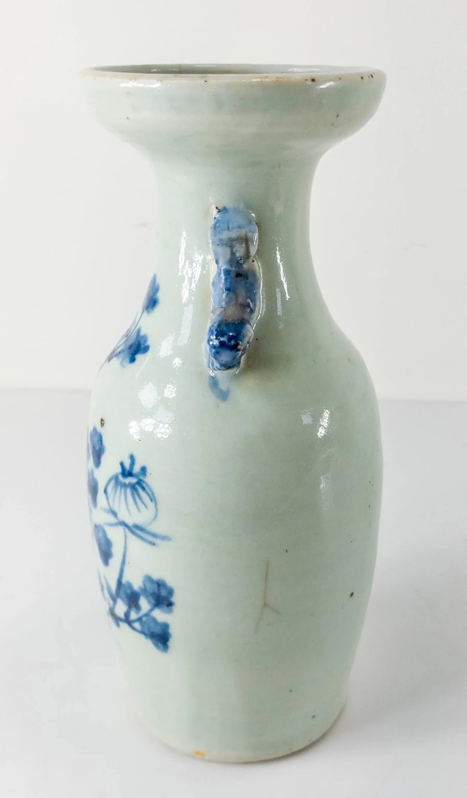 Early 20th Century Chinese Pale Celadon and Underglaze Blue Vase - 5