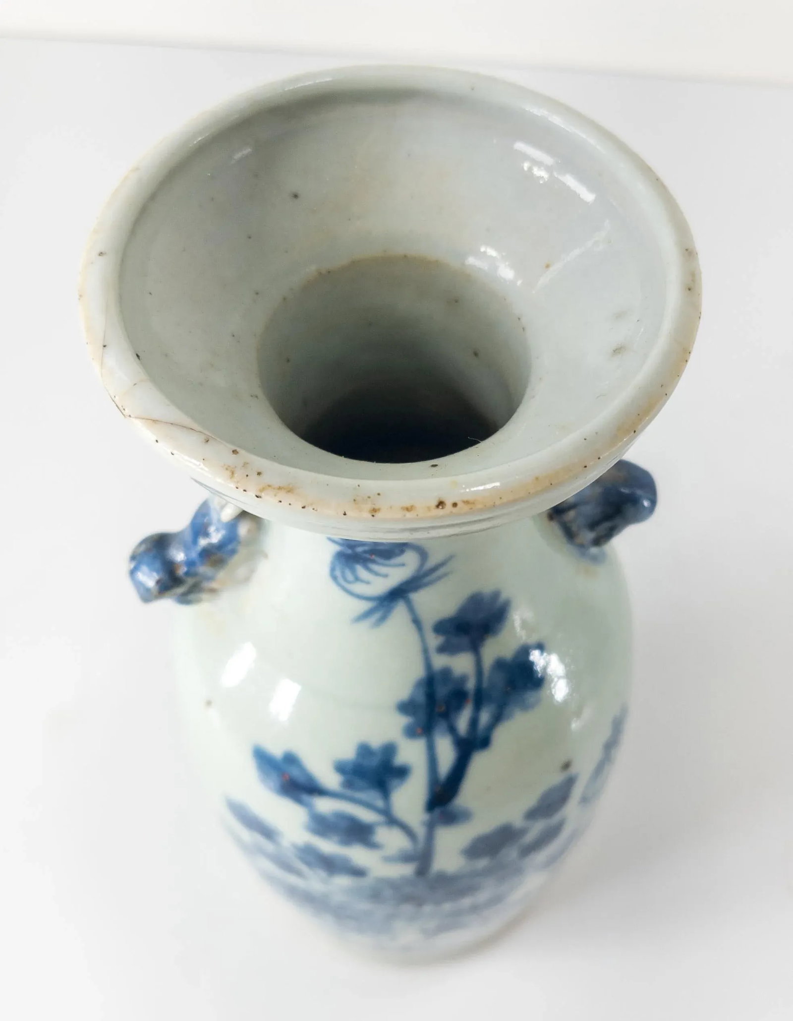 Early 20th Century Chinese Pale Celadon and Underglaze Blue Vase - 6