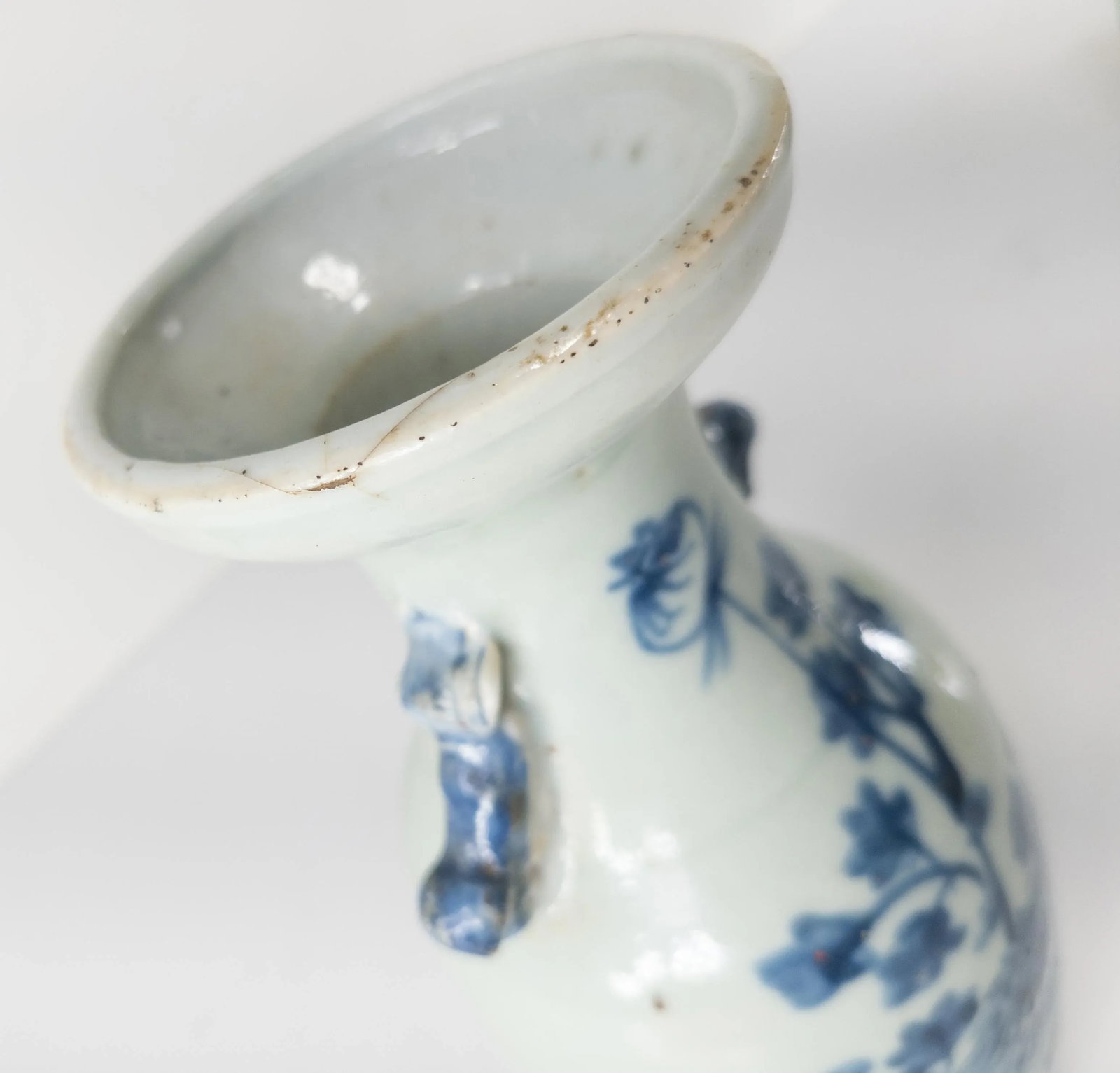 Early 20th Century Chinese Pale Celadon and Underglaze Blue Vase - 8