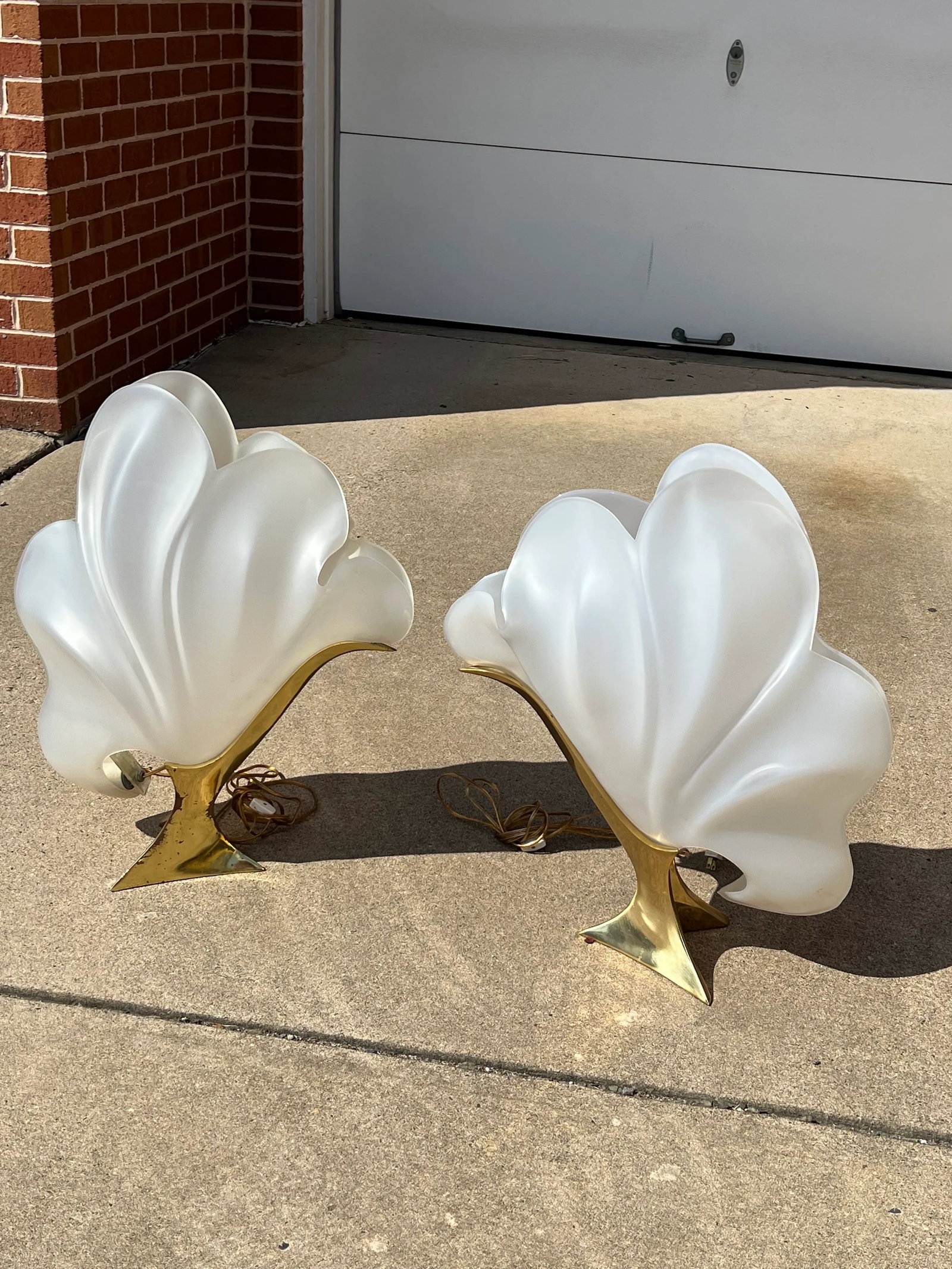 1970s Rougier Acrylic Shell Lamps - a Pair - 3