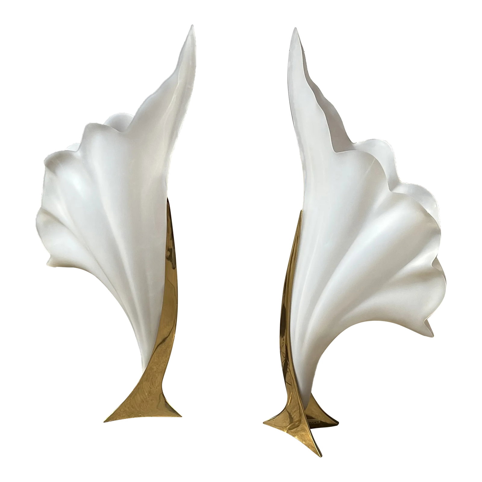 1970s Rougier Acrylic Shell Lamps - a Pair: Beautiful pair of Rouiger Acrylic Shell Lamps - a Pair, made in Canada, circa 1970 No rust on the brass base, please check all photos for the condition Condition: Alterations: Original Condition Unalt