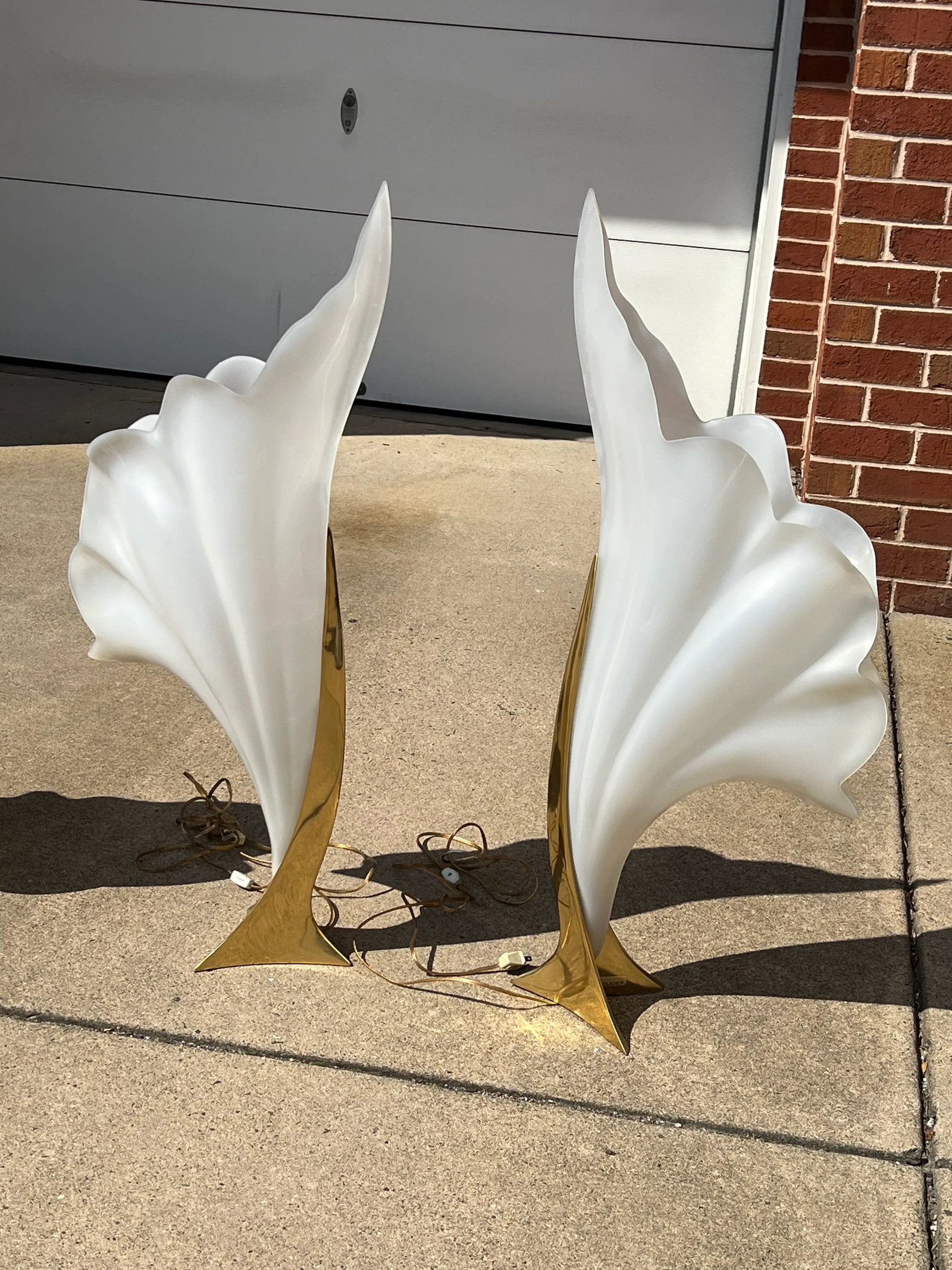 1970s Rougier Acrylic Shell Lamps - a Pair - 2