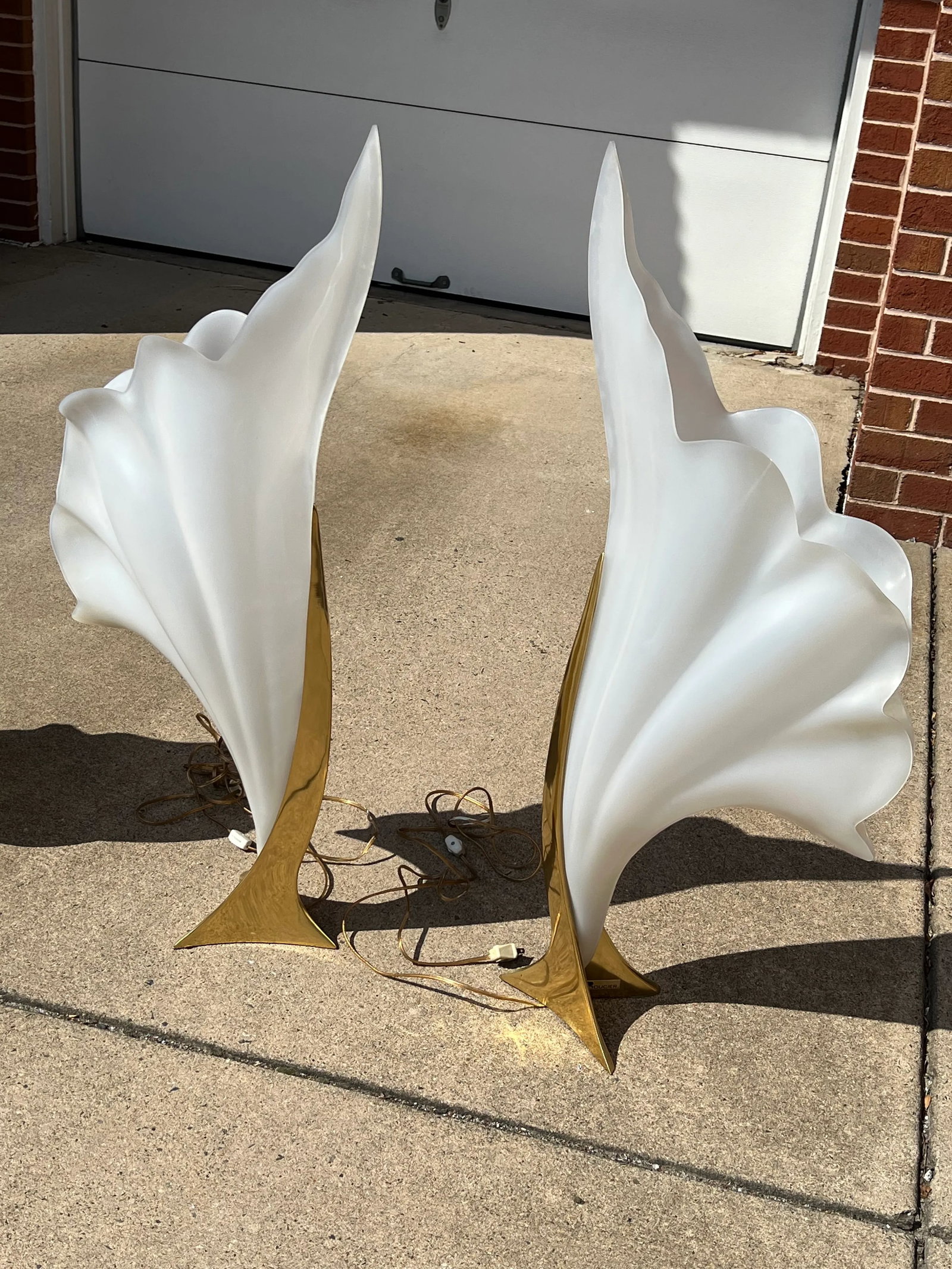 1970s Rougier Acrylic Shell Lamps - a Pair - 3