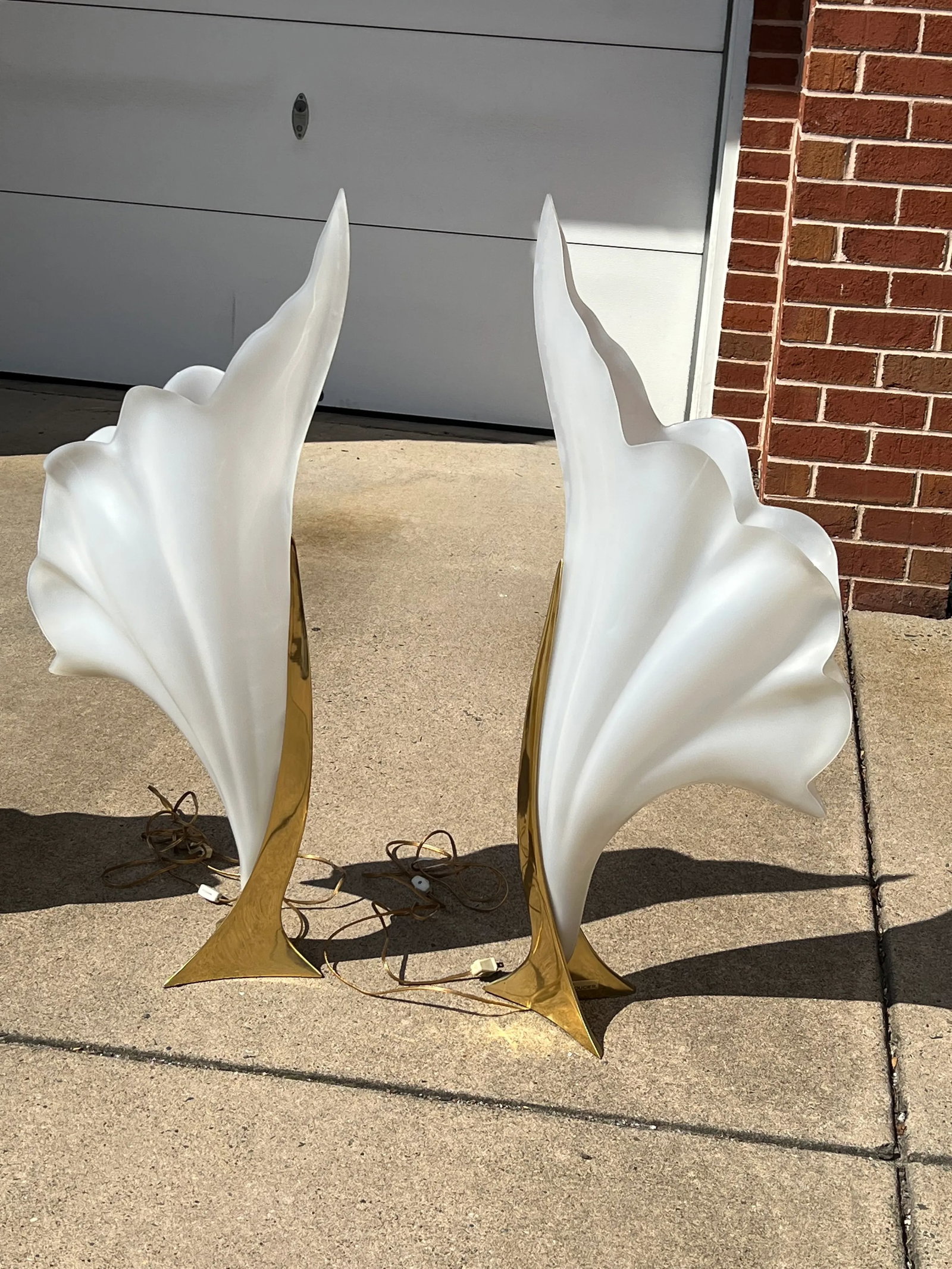 1970s Rougier Acrylic Shell Lamps - a Pair - 8