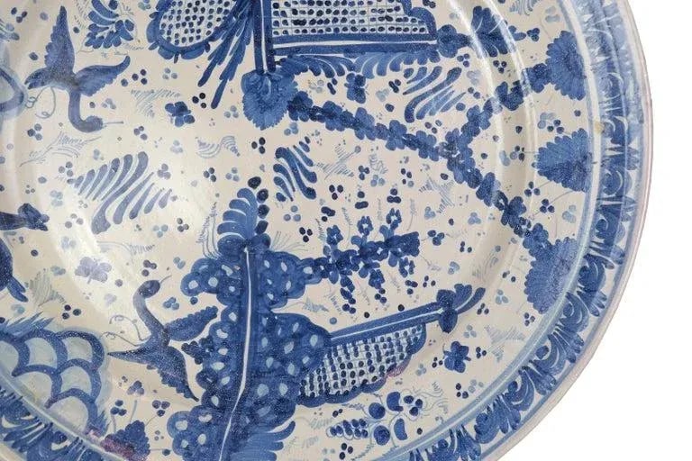 Large Mexican Blue & White Pottery Wall Plate - 3