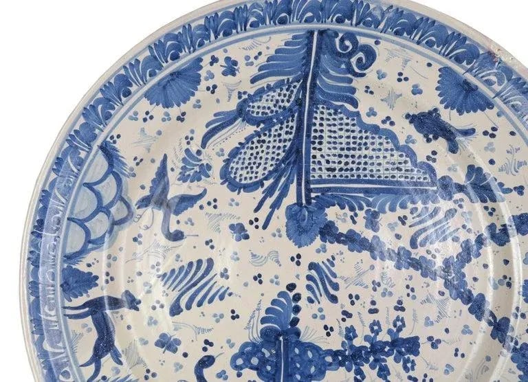 Large Mexican Blue & White Pottery Wall Plate - 4