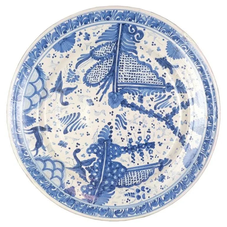 Large Mexican Blue & White Pottery Wall Plate - 6