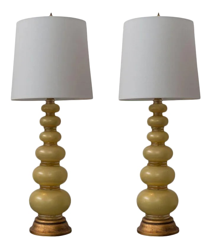 Barovier & Toso Murano Glass Lamp - A Pair | Mid-Century Italian Gold Lighting (1 of 8)