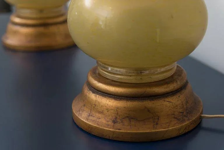 Barovier & Toso Murano Glass Lamp - A Pair | Mid-Century Italian Gold Lighting - 5