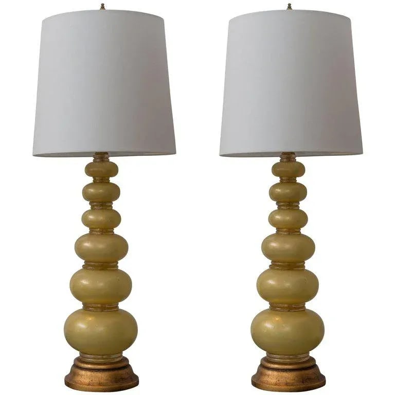 Barovier & Toso Murano Glass Lamp - A Pair | Mid-Century Italian Gold Lighting - 8
