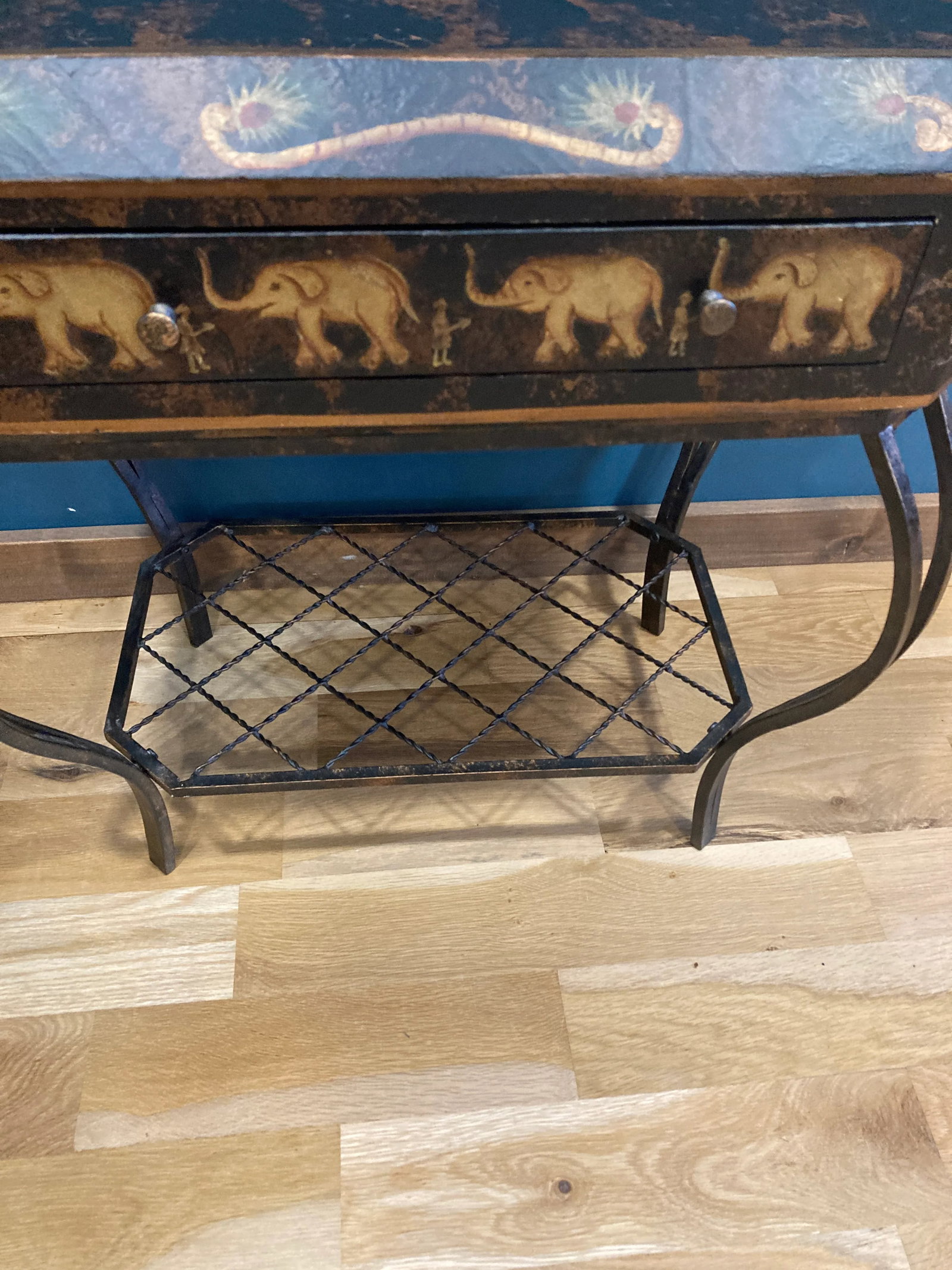 Late 20th Century Elephant Trunk Side Table With Iron Base - 2