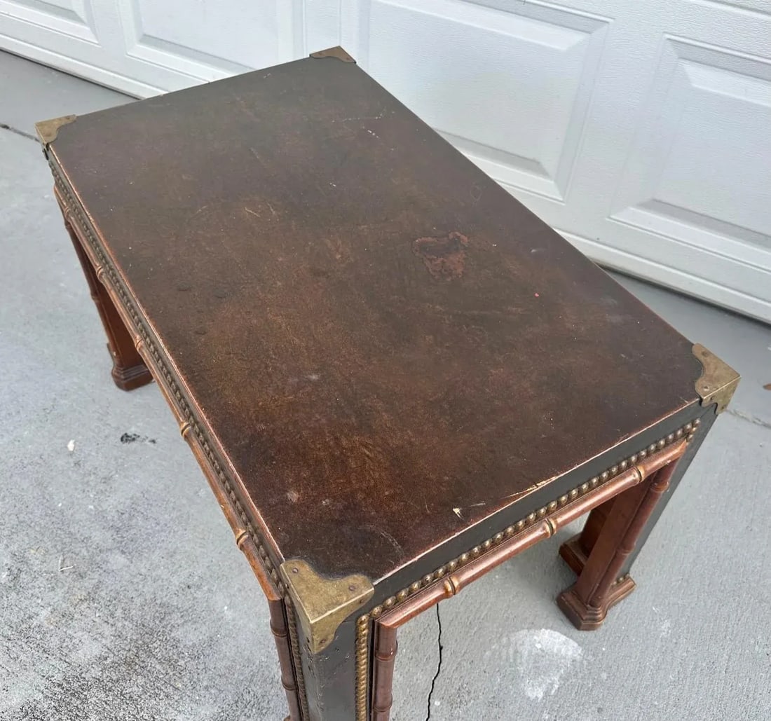 Drexel Et Cetera Faux Bamboo Leather Wrapped Coffee or Side Parsons Table - 3