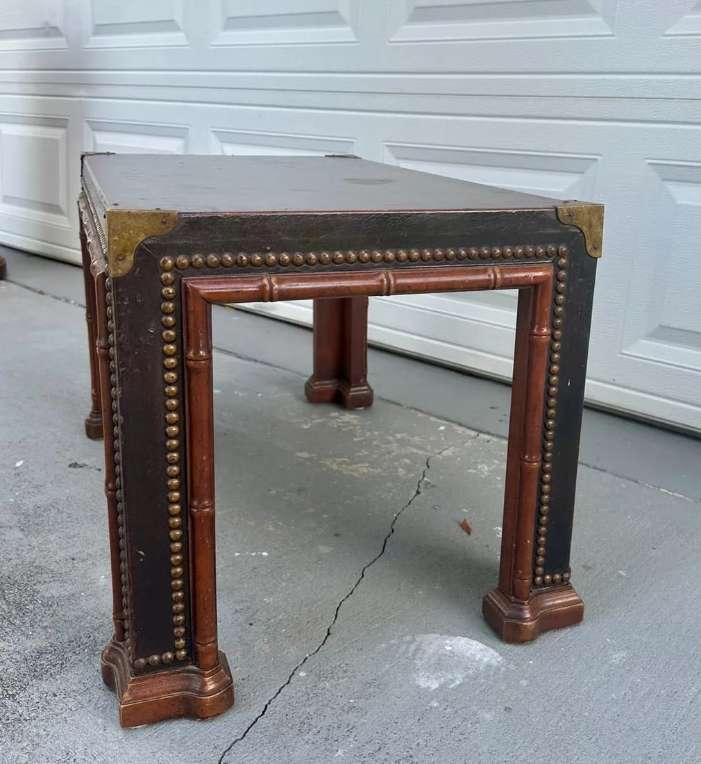 Drexel Et Cetera Faux Bamboo Leather Wrapped Coffee or Side Parsons Table - 4