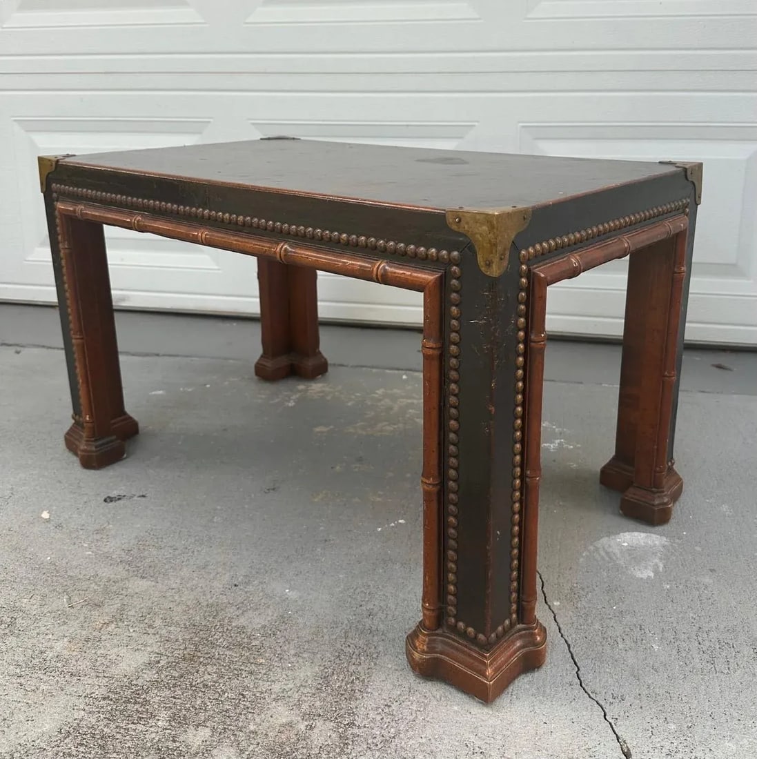 Drexel Et Cetera Faux Bamboo Leather Wrapped Coffee or Side Parsons Table - 5