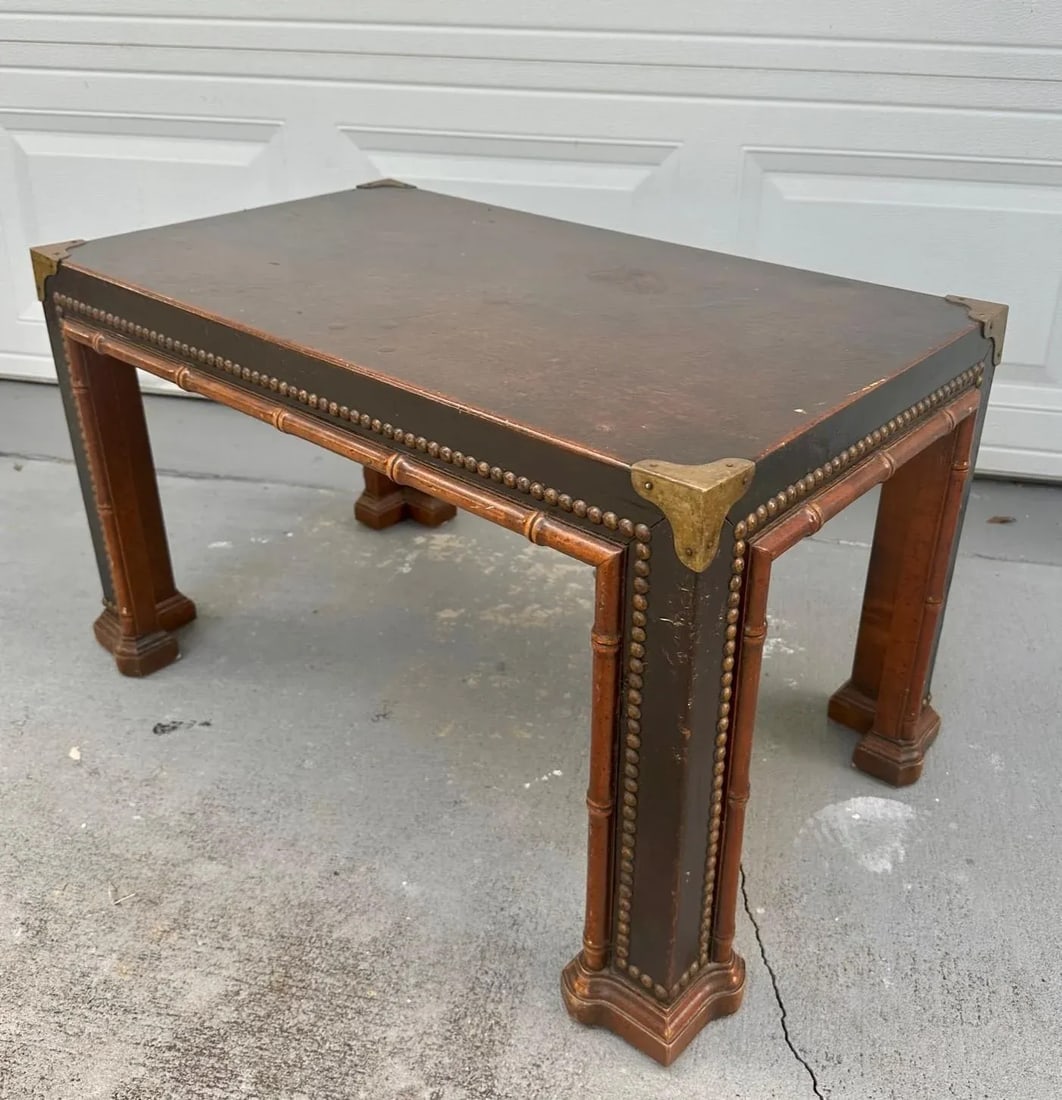 Drexel Et Cetera Faux Bamboo Leather Wrapped Coffee or Side Parsons Table - 6
