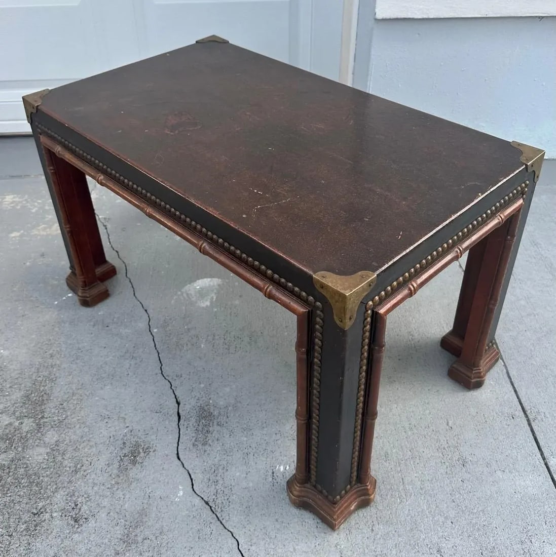 Drexel Et Cetera Faux Bamboo Leather Wrapped Coffee or Side Parsons Table - 8