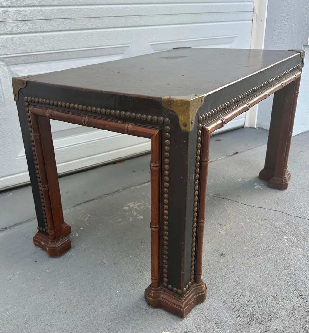 Drexel Et Cetera Faux Bamboo Leather Wrapped Coffee or Side Parsons Table - 9