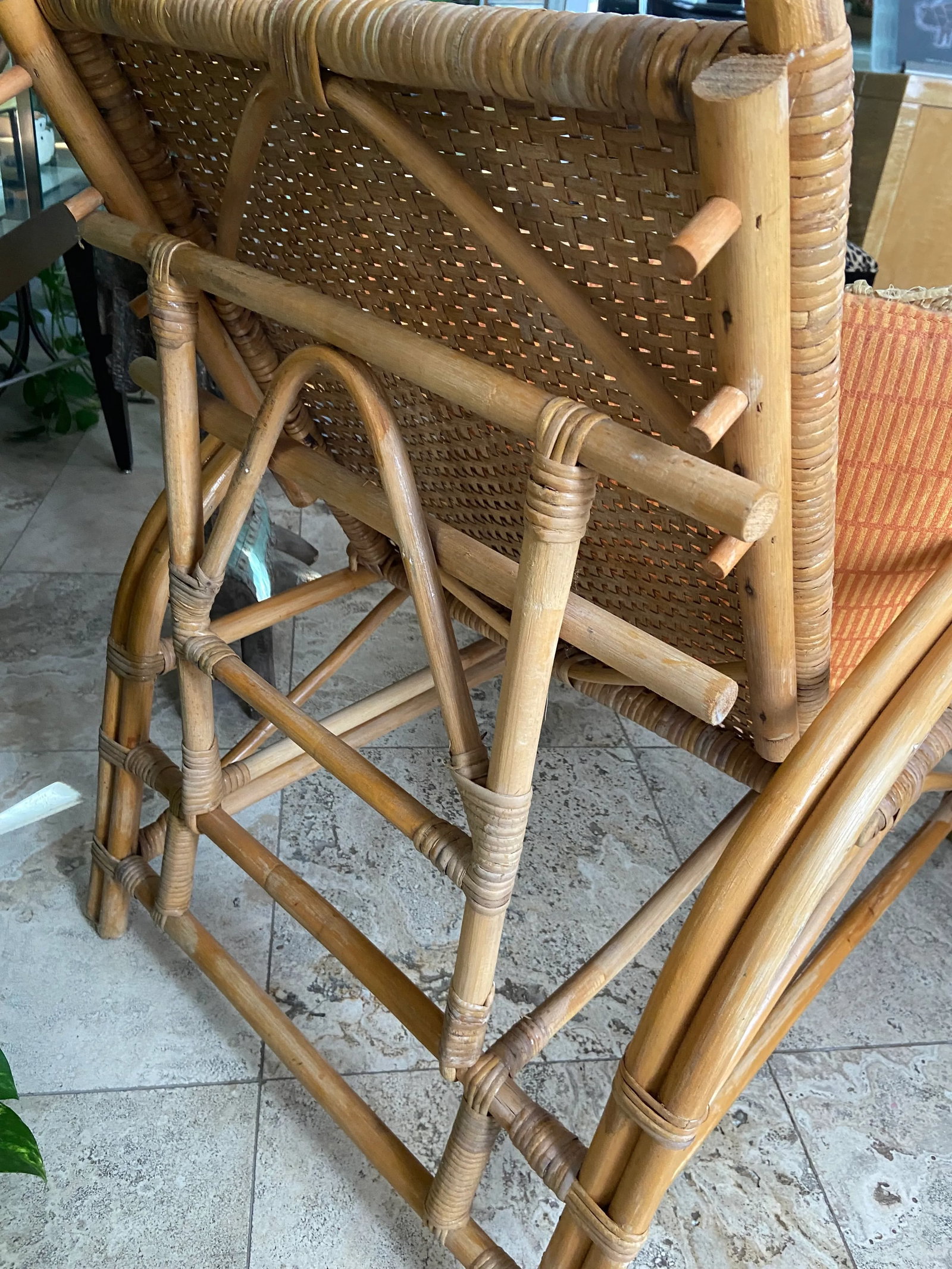 Vintage Blonde Rattan Lounge Chairs (Pair) 1940's Handwoven Tropical, Timeless Design Aesthetic, Pol - 11