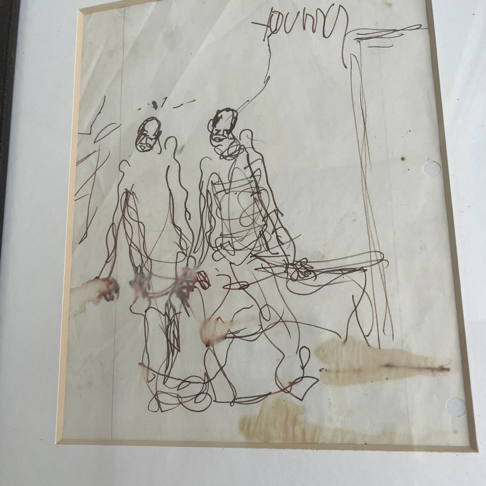 1980s Figurative Abstract Painting by Purvis Young, Framed - 2