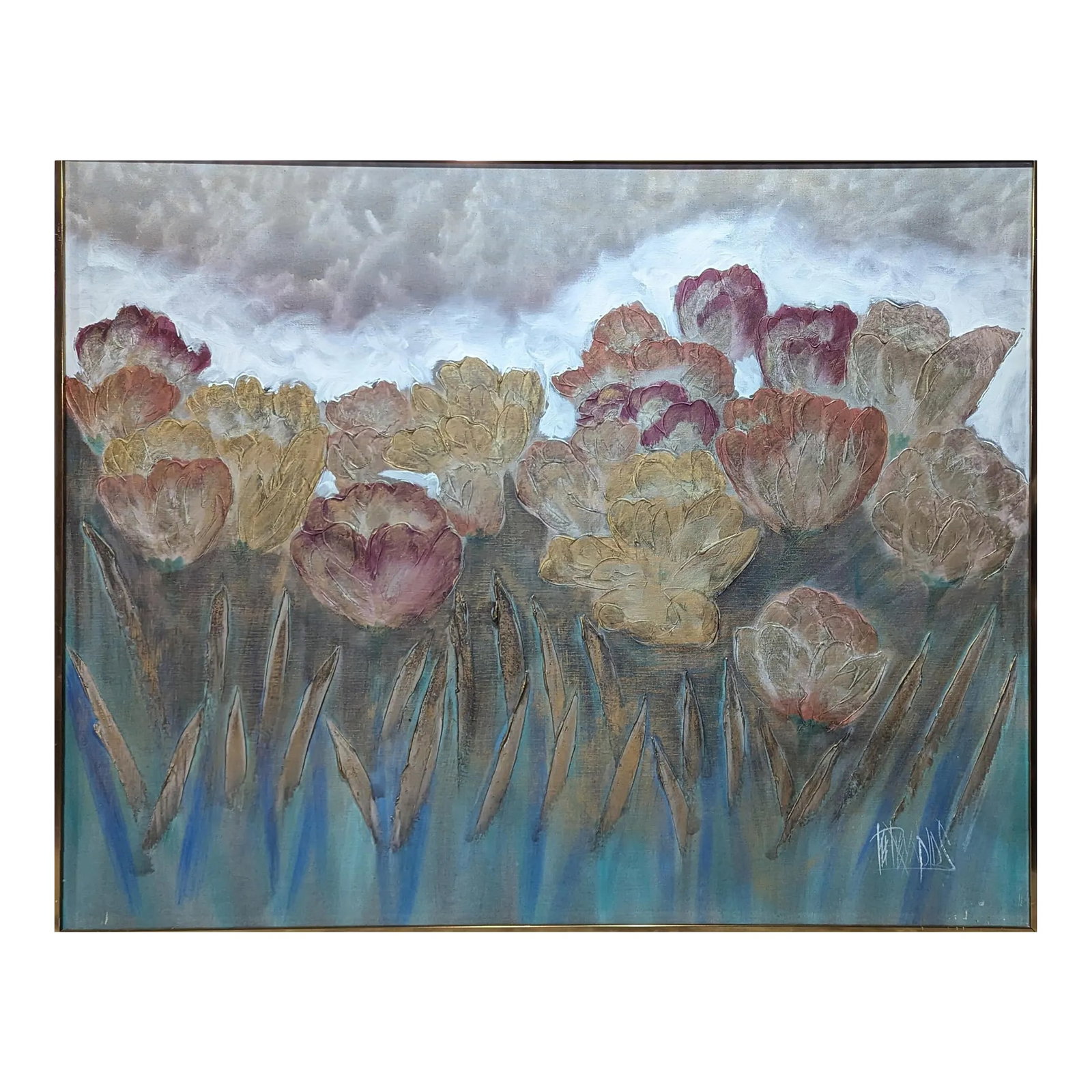 Vintage Lee Reynolds Acrylic Painting of Flowers (1 of 3)