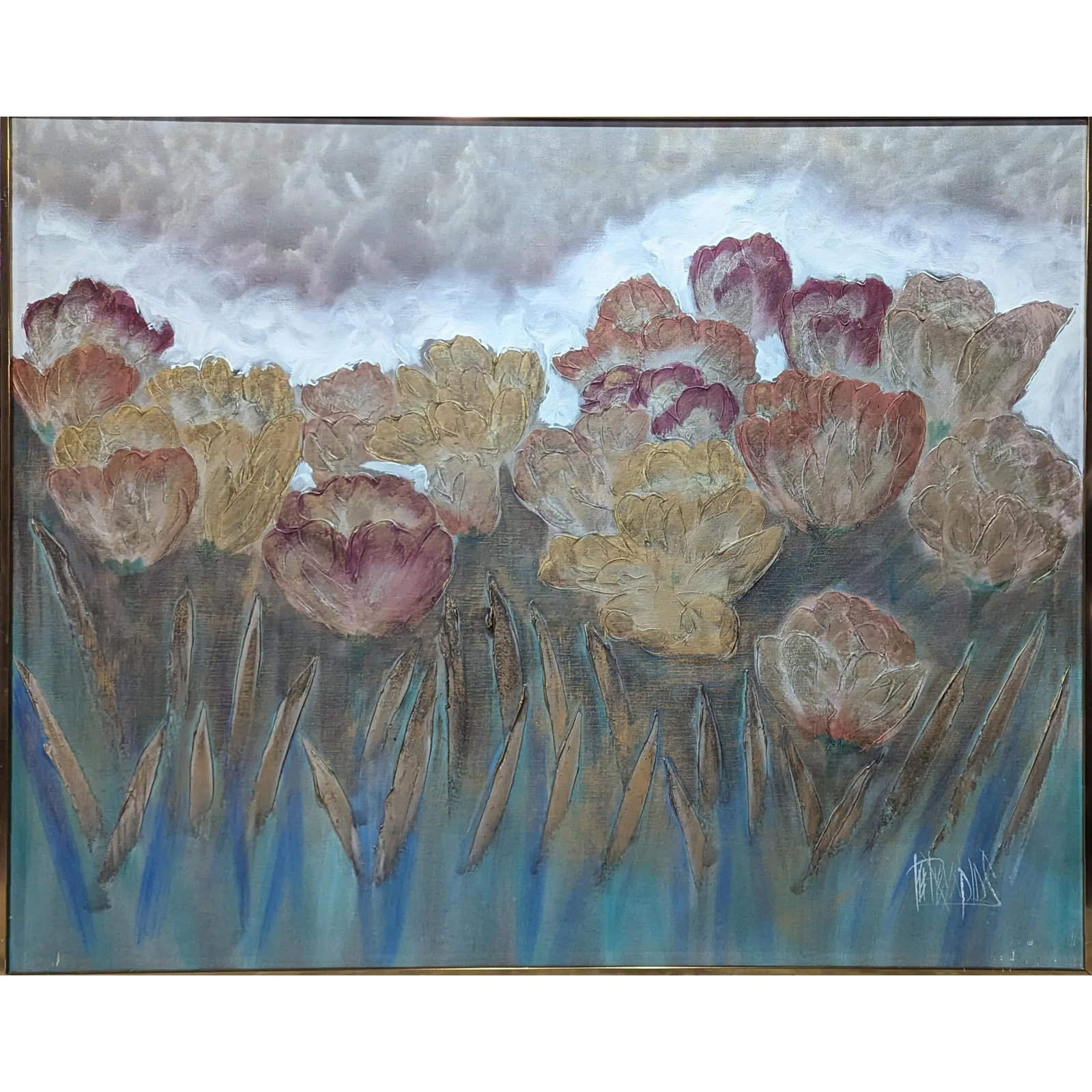 Vintage Lee Reynolds Acrylic Painting of Flowers - 3