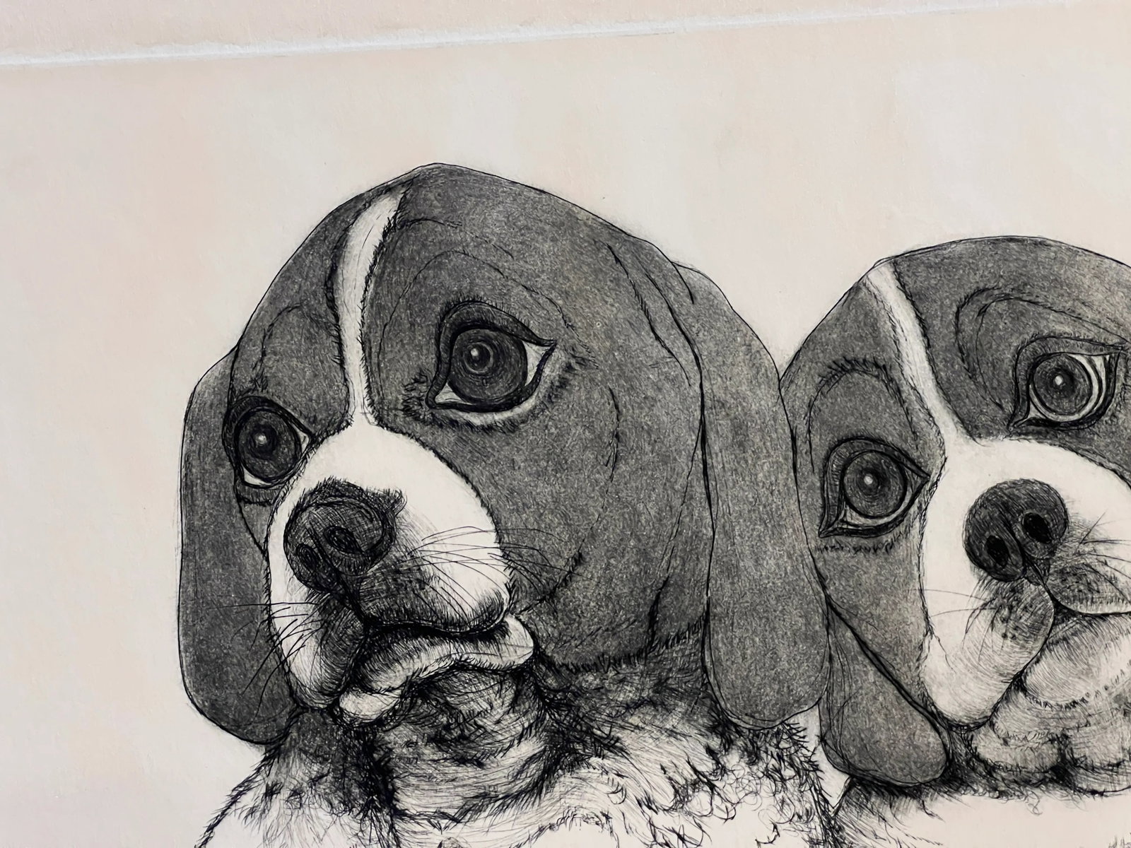 Beagle "Puppies" Etching by Christine McGinnis, Printed by David Lynch - 4