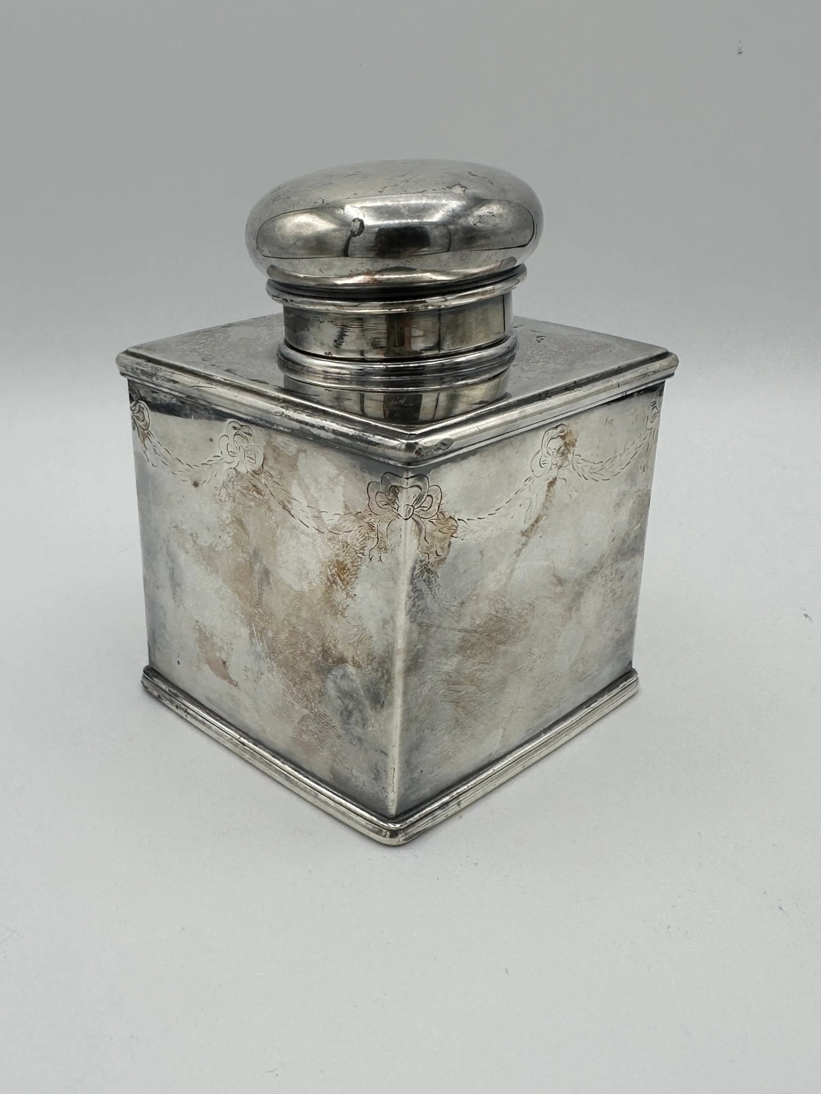Antique Tea Cannister Silver Plate E.B Webster & Son Usa 1886-1928 - 2