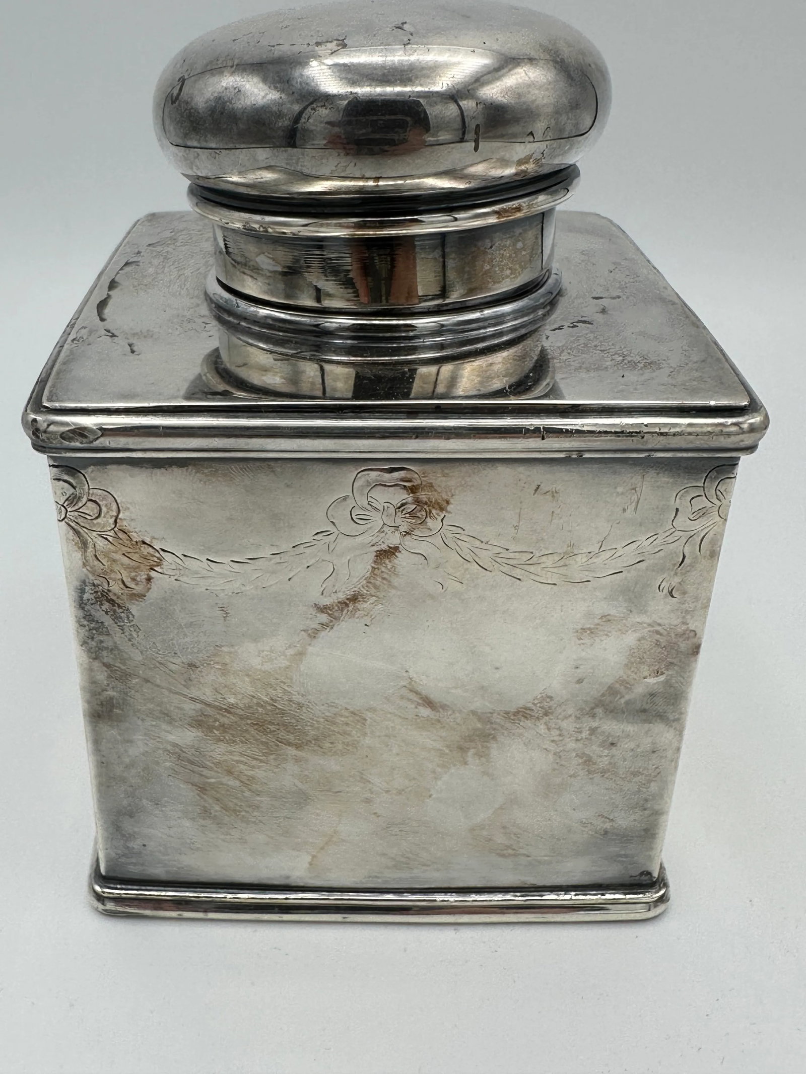 Antique Tea Cannister Silver Plate E.B Webster & Son Usa 1886-1928 - 4
