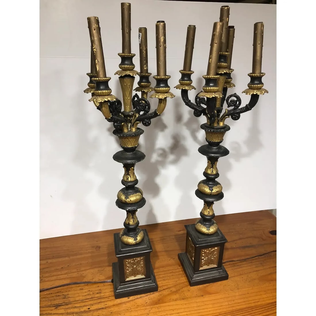 Early 20th Century French Five Light Candelabra Table Lamps - a Pair - 2