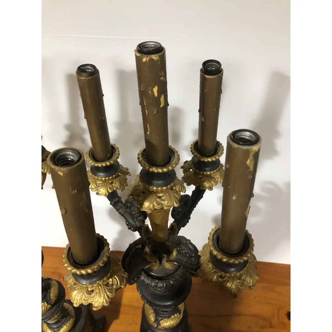 Early 20th Century French Five Light Candelabra Table Lamps - a Pair - 4