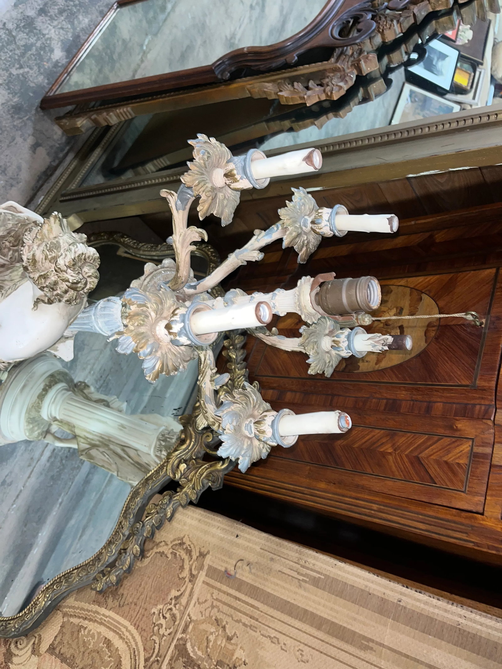 Large Vintage Italian Figural Floor Lamp Torchiere - 11