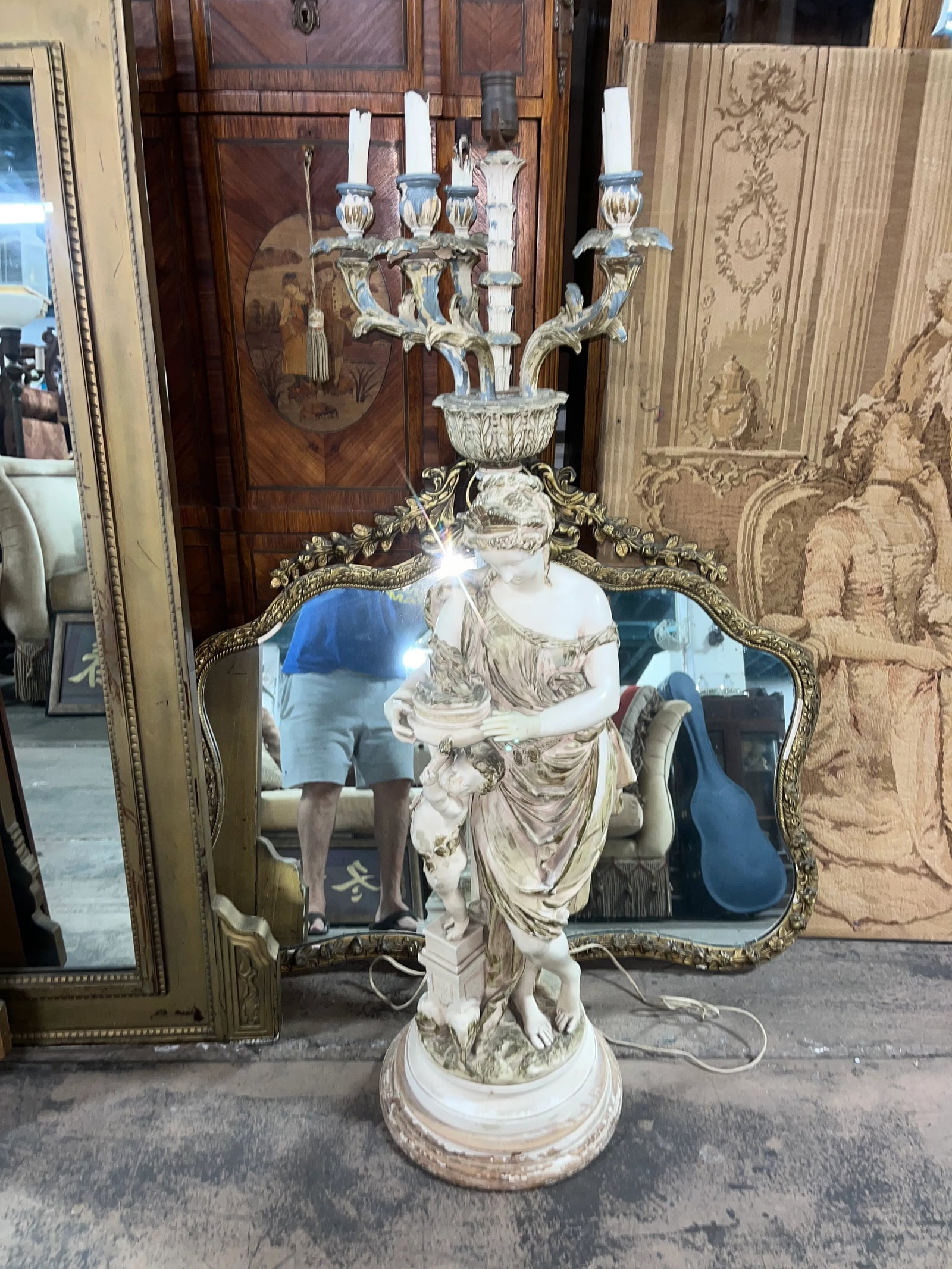 Large Vintage Italian Figural Floor Lamp Torchiere - 13