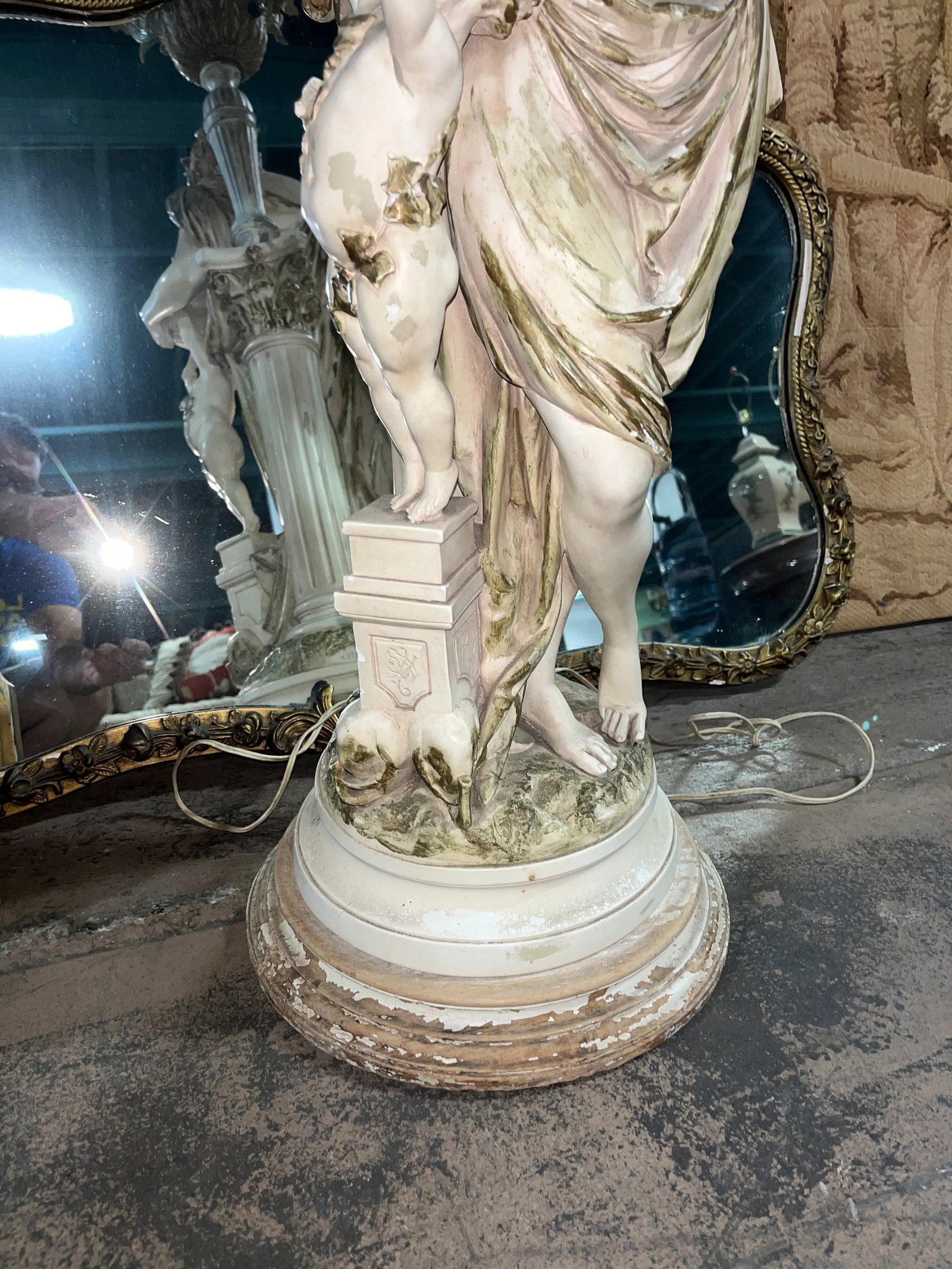 Large Vintage Italian Figural Floor Lamp Torchiere - 4