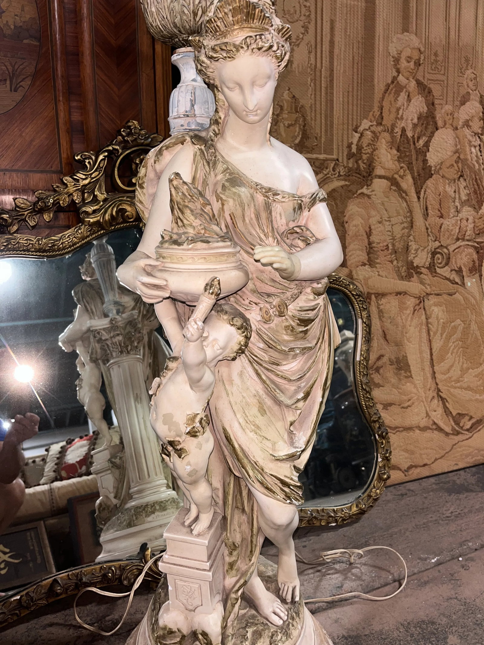 Large Vintage Italian Figural Floor Lamp Torchiere - 5