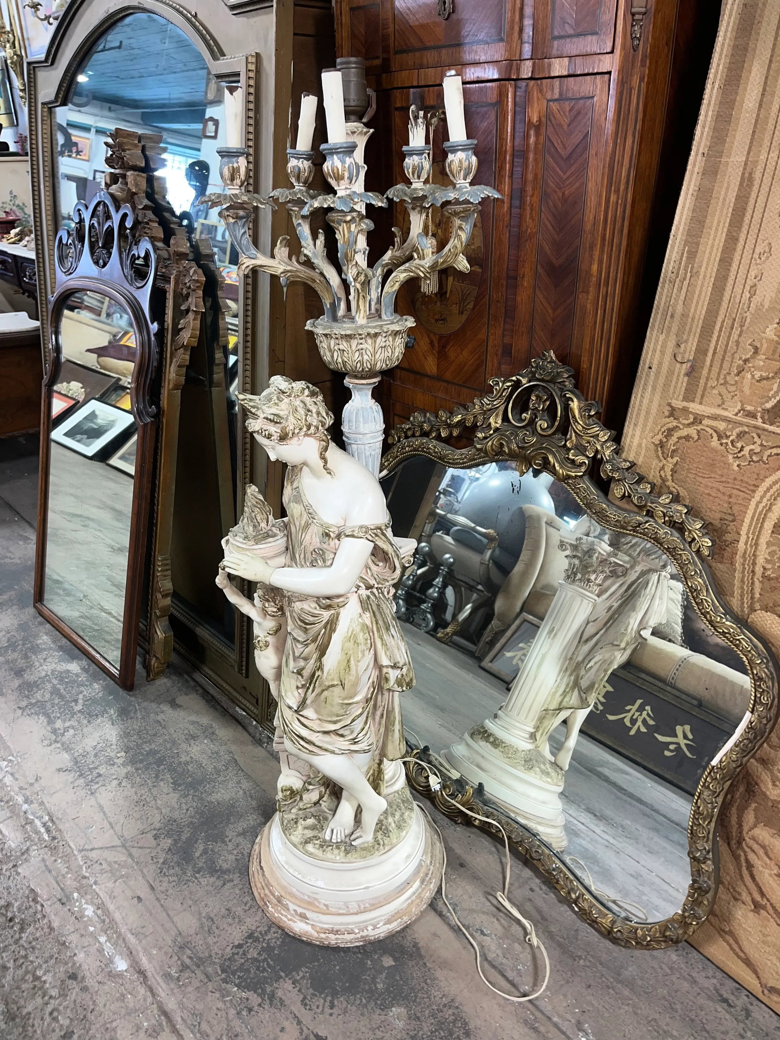 Large Vintage Italian Figural Floor Lamp Torchiere - 7