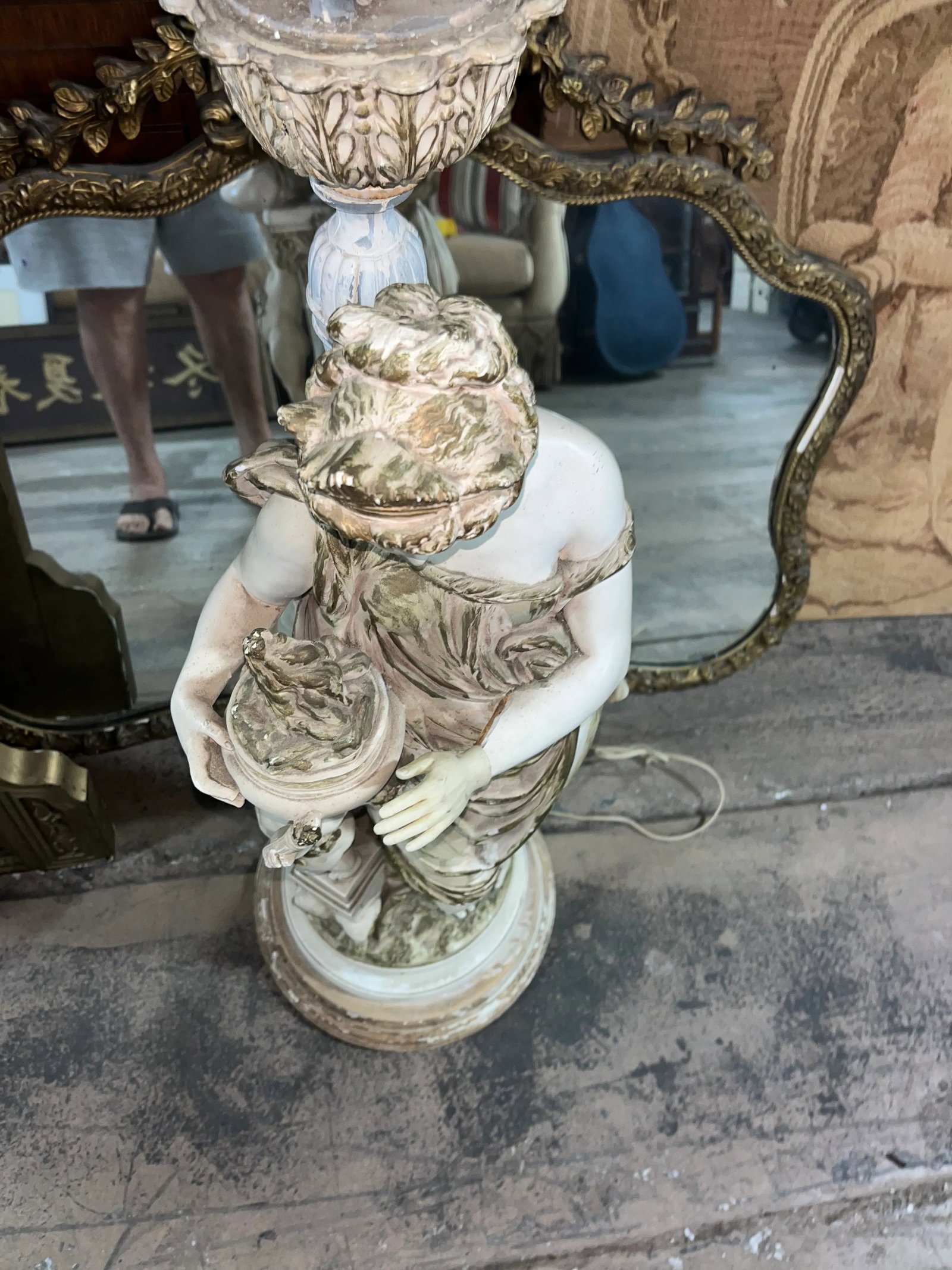 Large Vintage Italian Figural Floor Lamp Torchiere - 9
