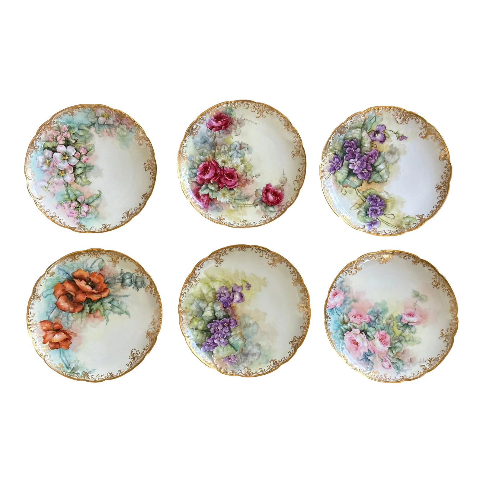 Haviland France Gold Rim Decorative Dessert Plate Set of 6 (1 of 12)