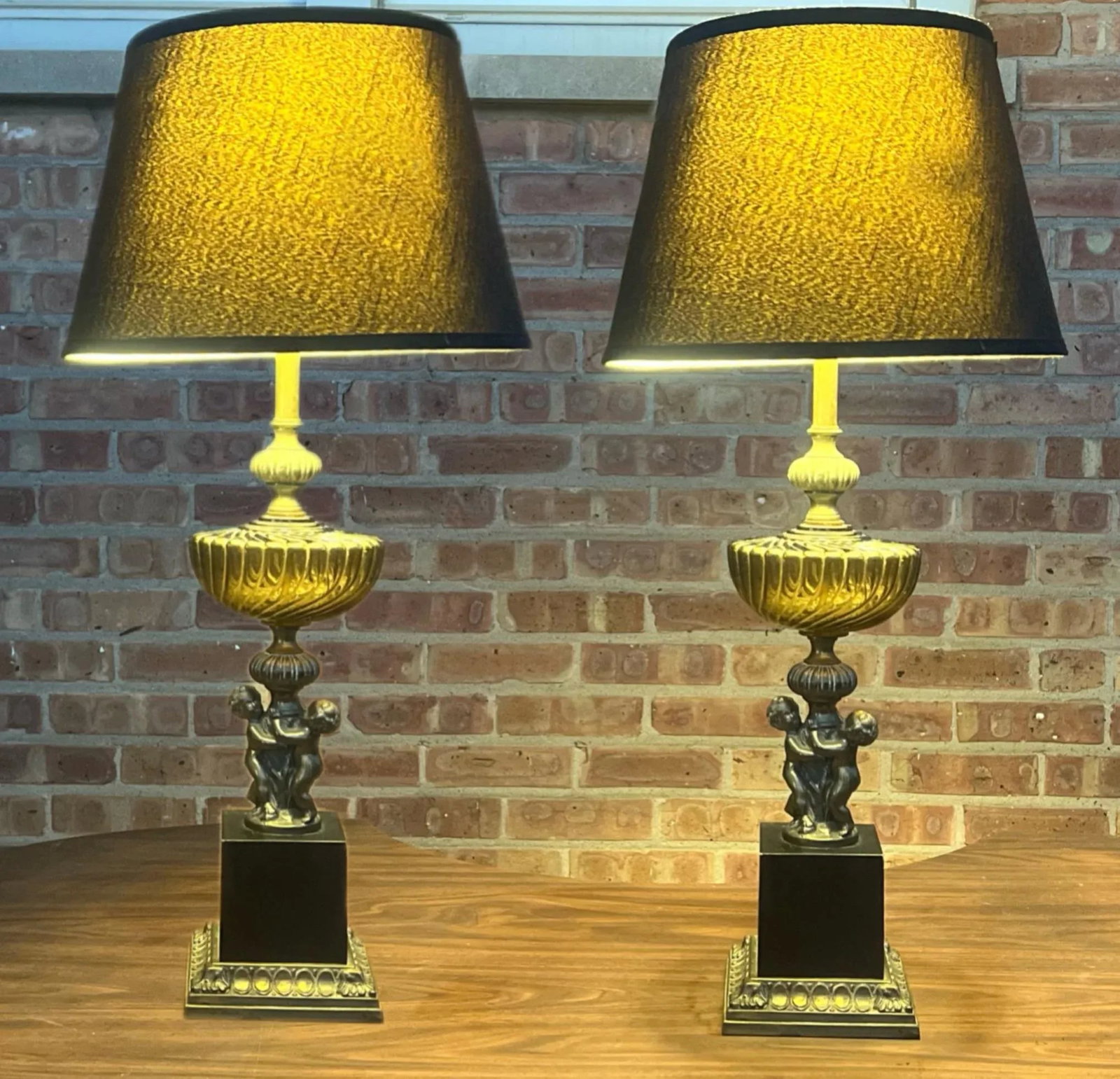 Vintage Art Nouveau Black Smoked Glass Table Lamps, Set of 2 - 2