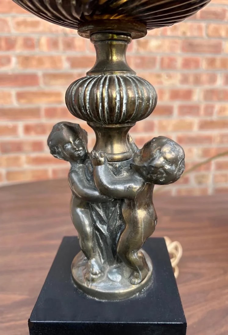 Vintage Art Nouveau Black Smoked Glass Table Lamps, Set of 2 - 6